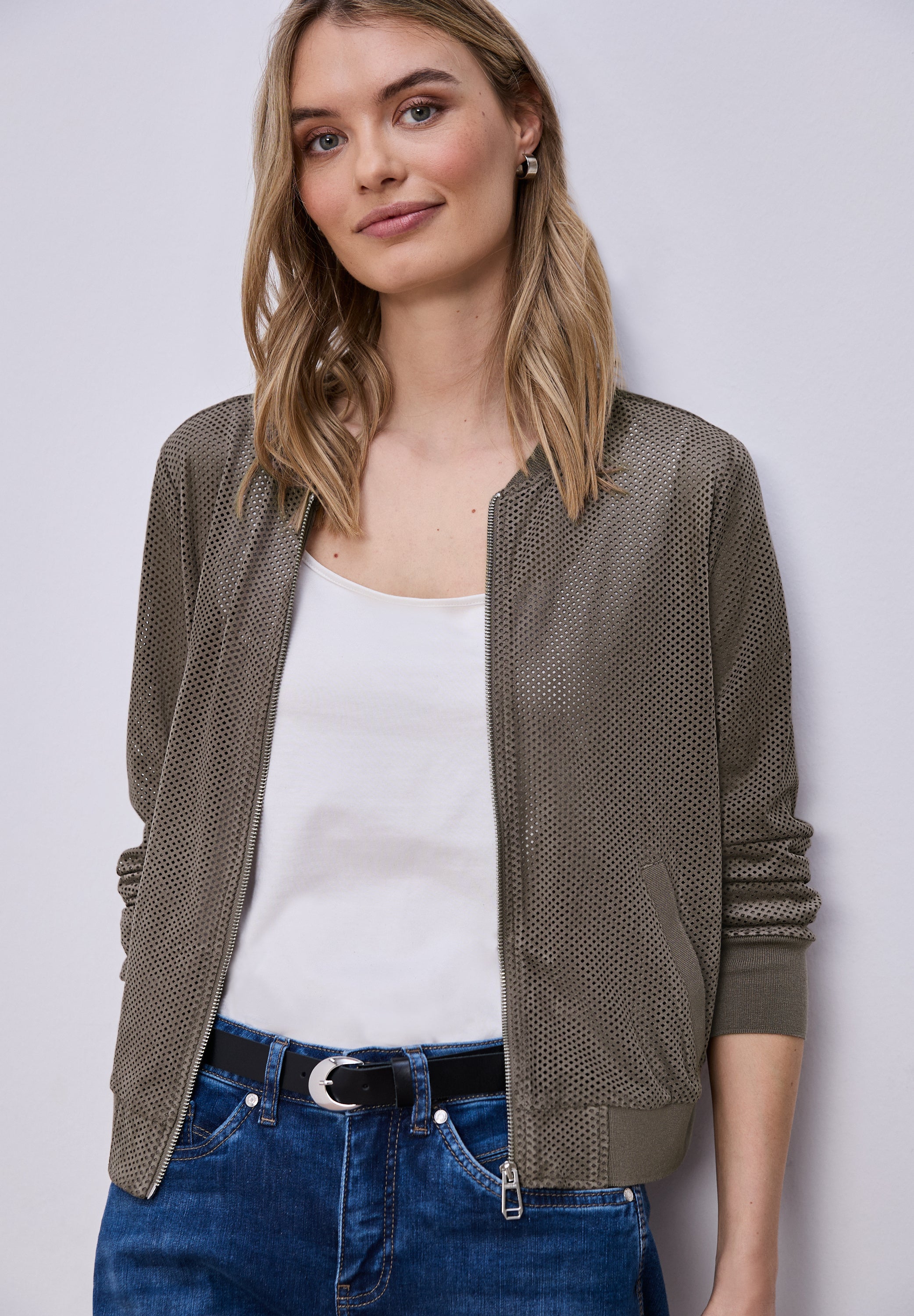 Blouson aus Velours Mesh mit Zipper