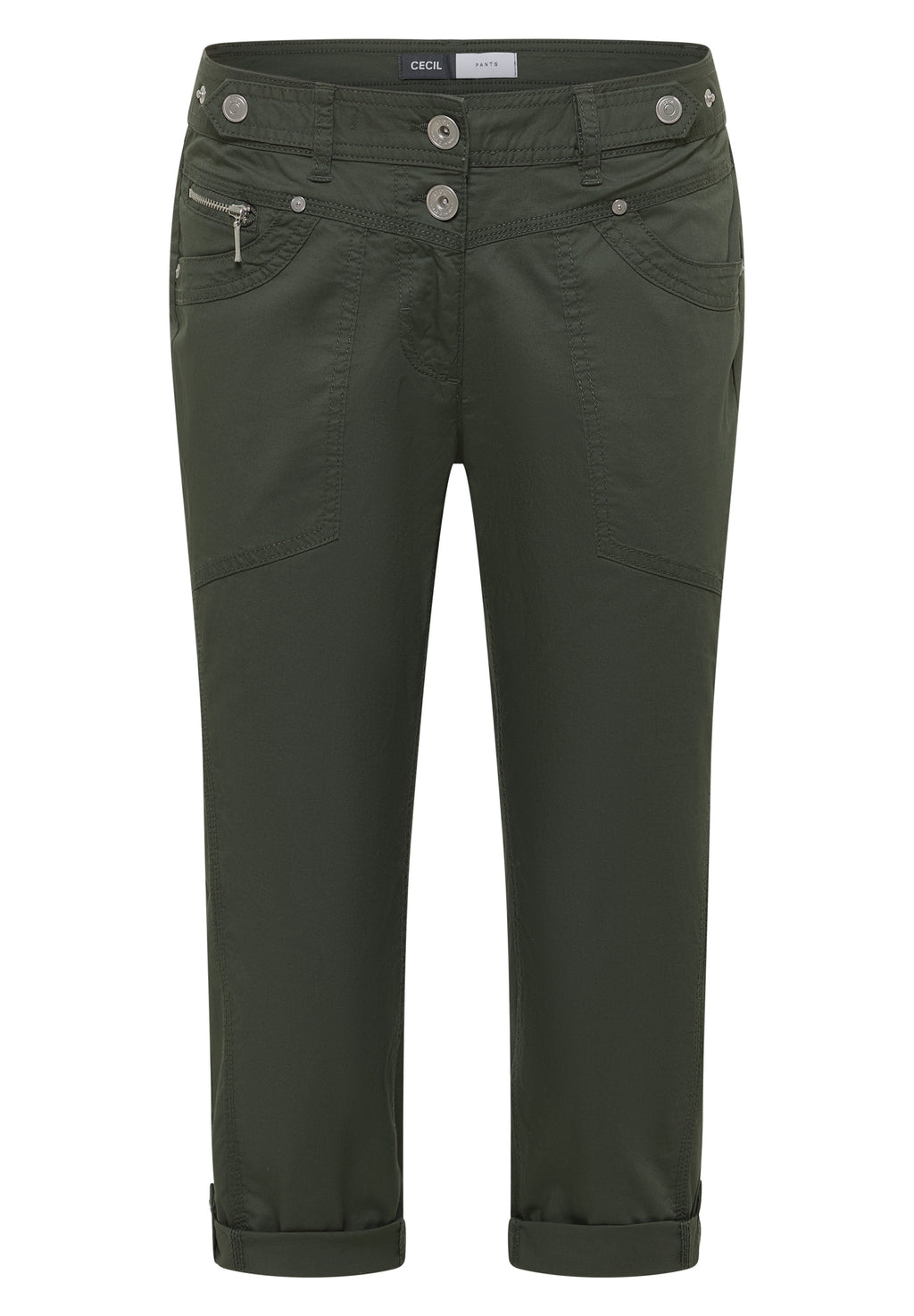 Mid Waist Slim Leg Hose mit Turn-Up