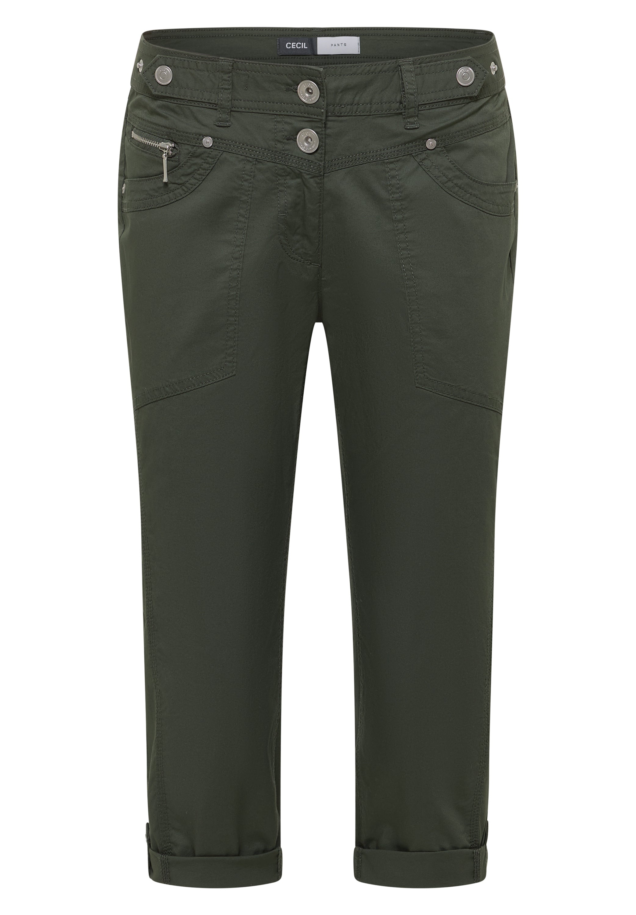 Mid Waist Slim Leg Hose mit Turn-Up