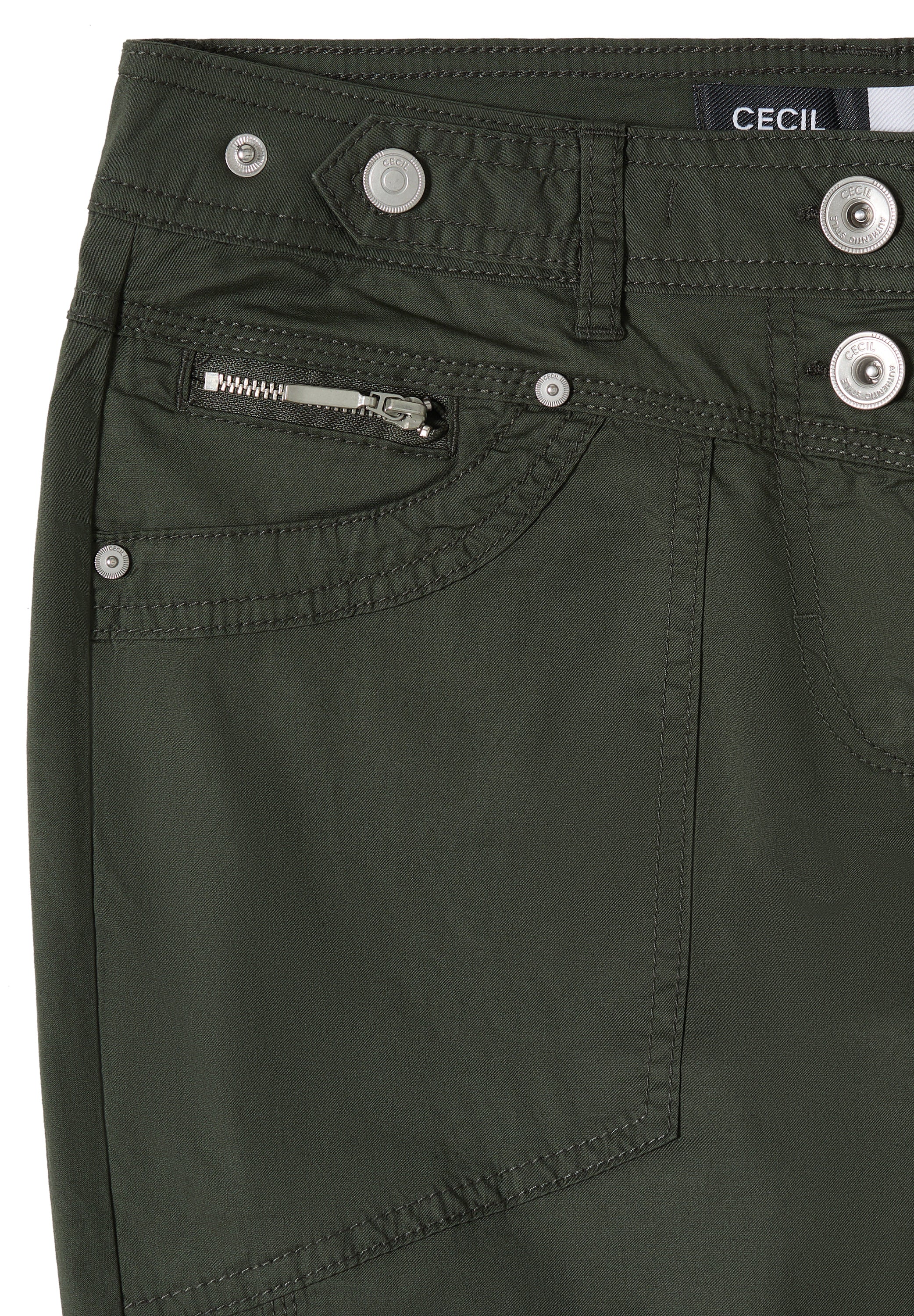 Mid Waist Slim Leg Hose mit Turn-Up