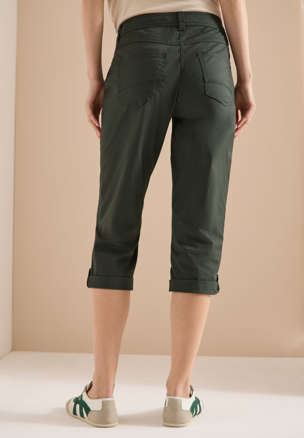 Mid Waist Slim Leg Hose mit Turn-Up
