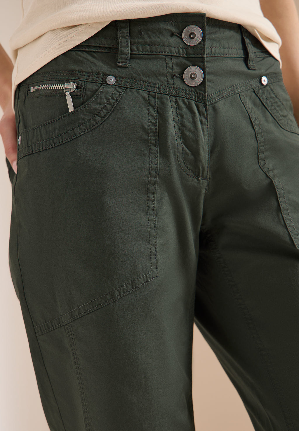 Mid Waist Slim Leg Hose mit Turn-Up