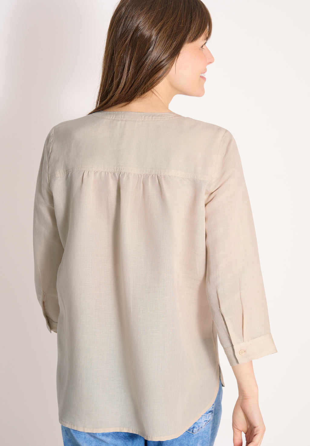 3/4-Arm Bluse aus Leinenmix