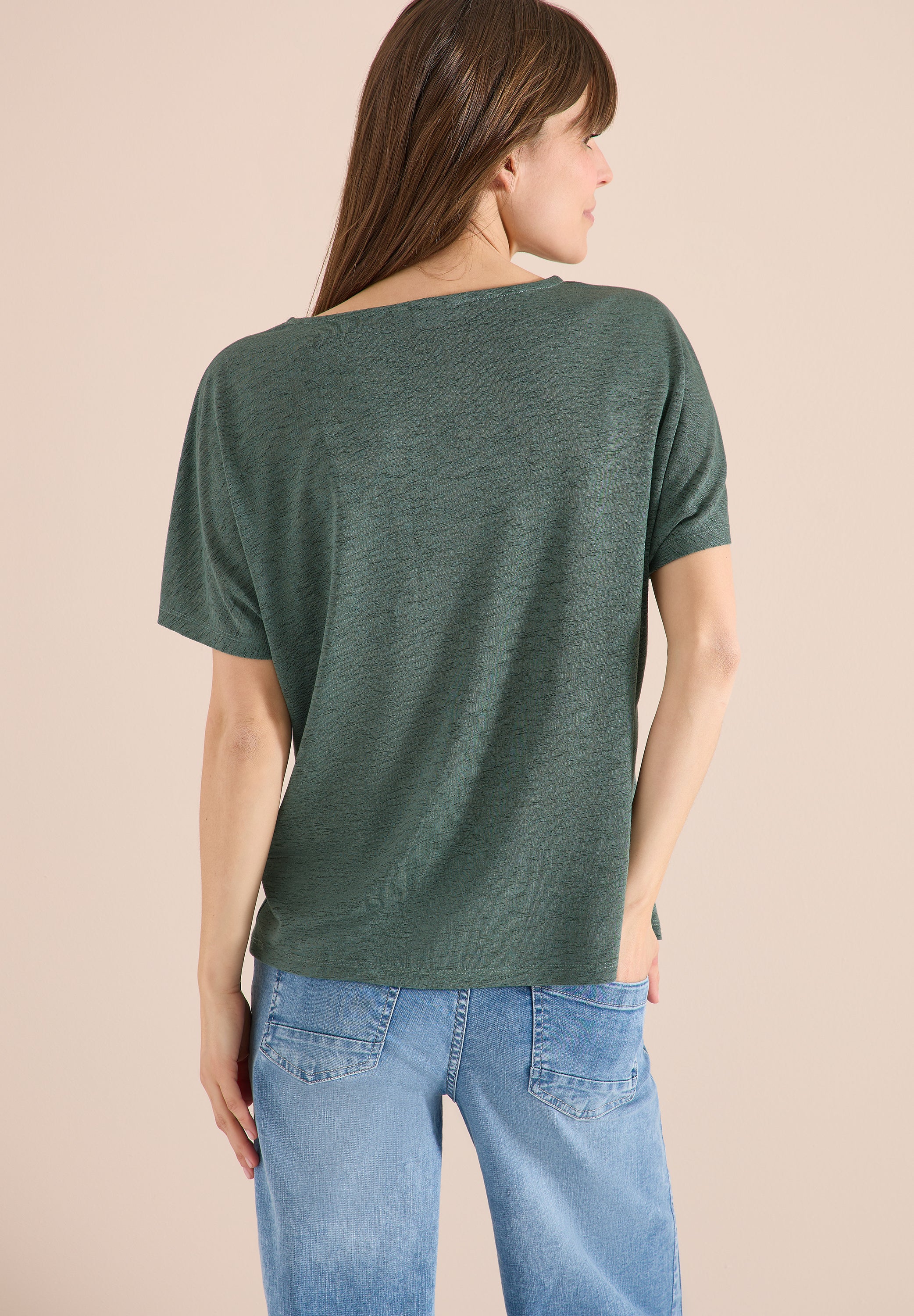 Dropped Shoulder Shirt in Leinen-Optik