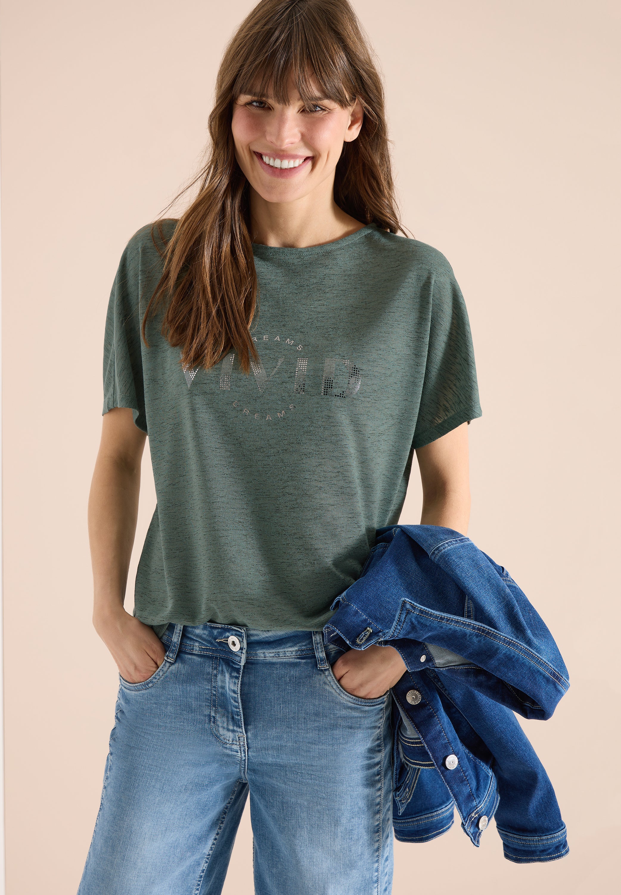 Dropped Shoulder Shirt in Leinen-Optik