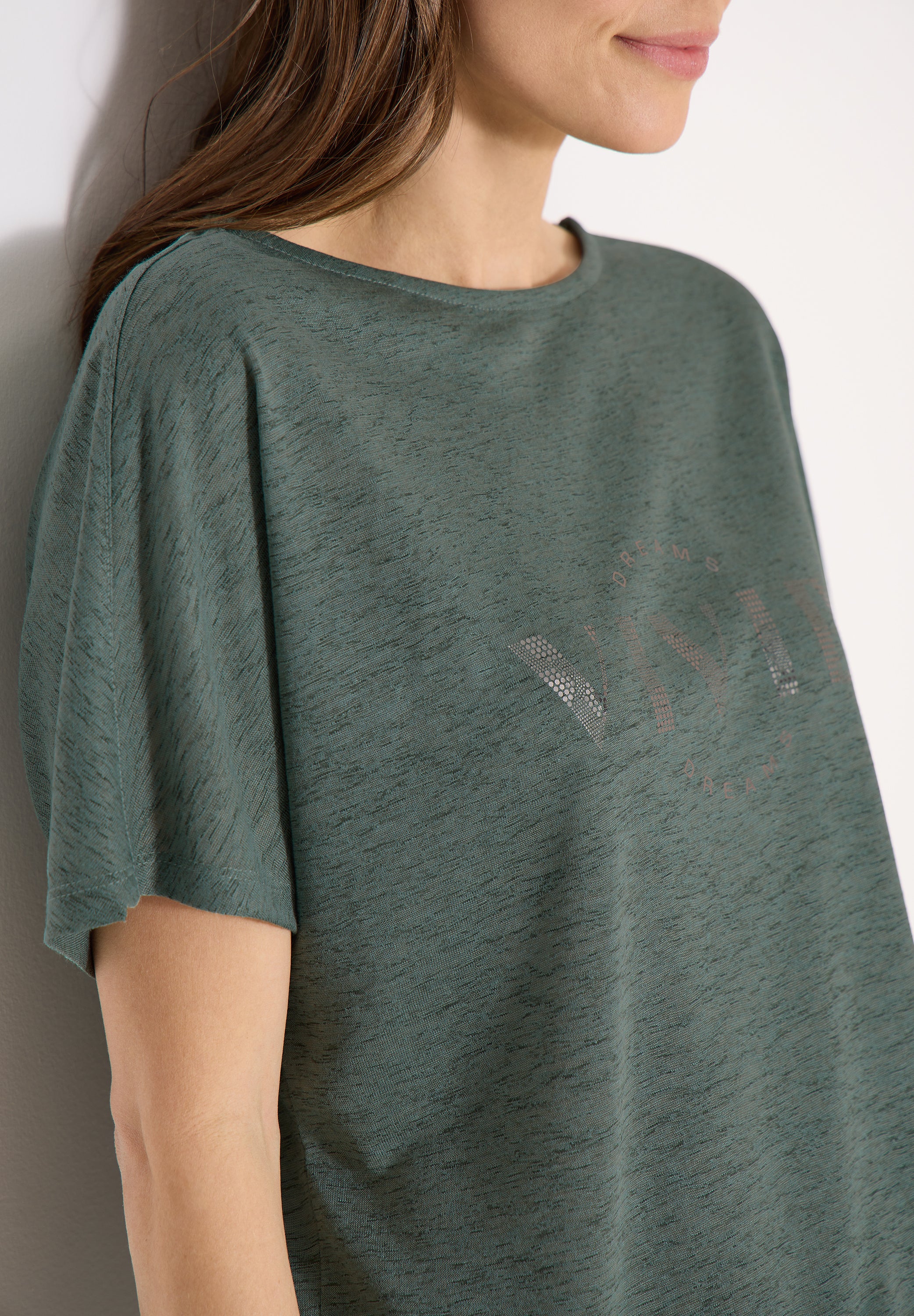 Dropped Shoulder Shirt in Leinen-Optik