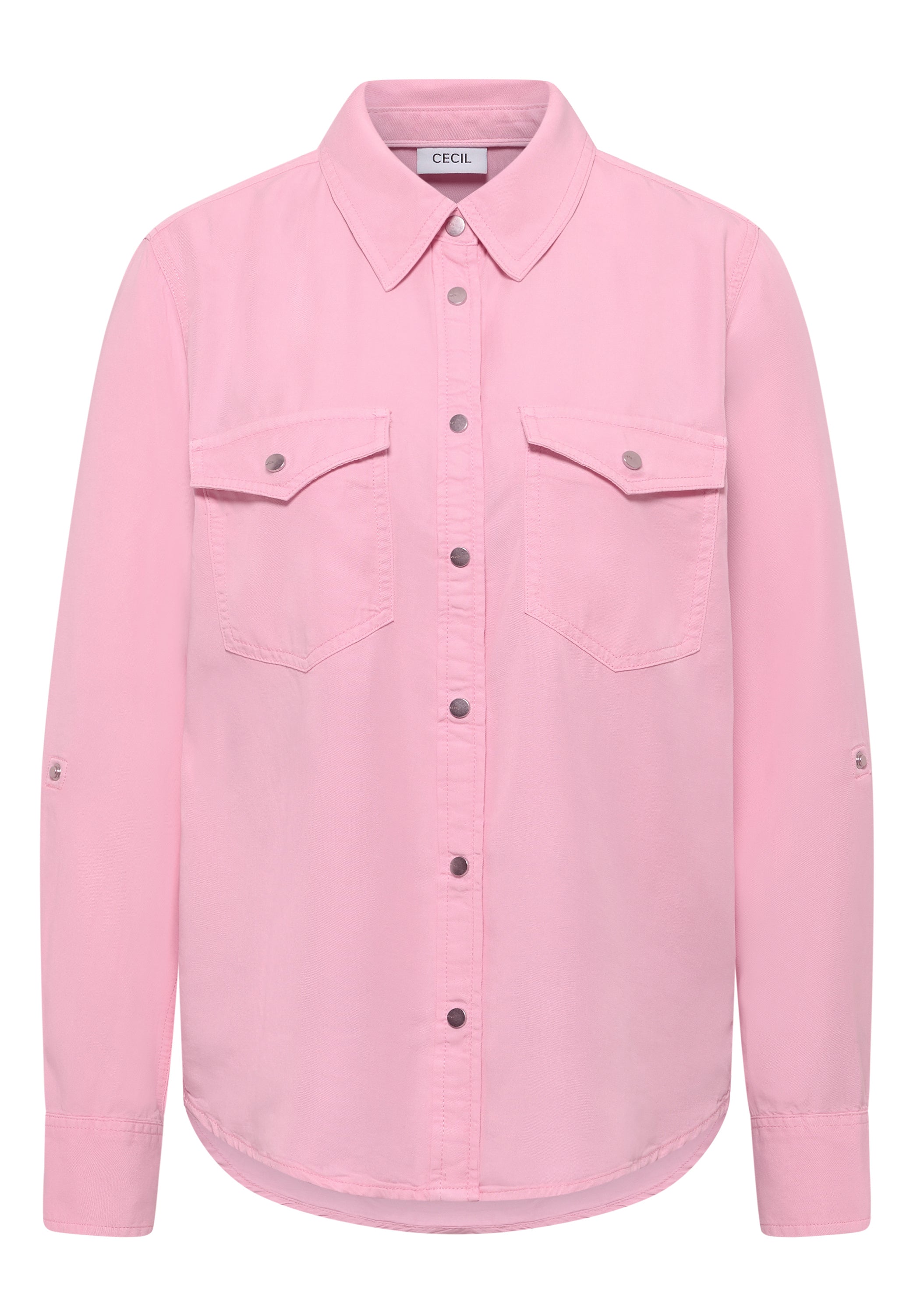 Bluse mit Hemdkragen und Turn-Up