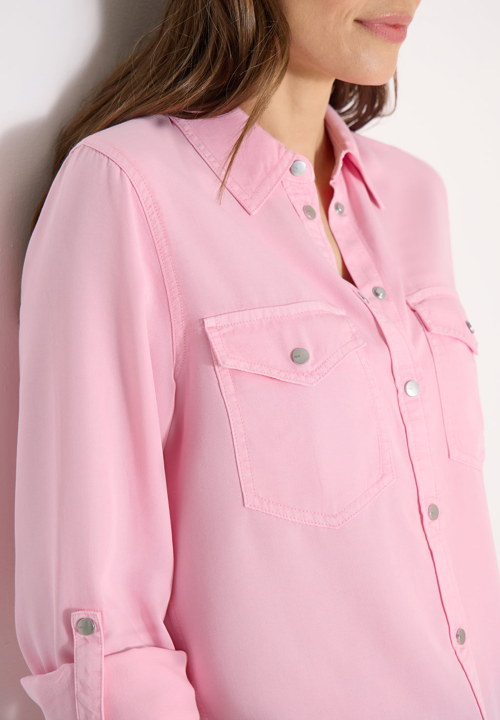 Bluse mit Hemdkragen und Turn-Up