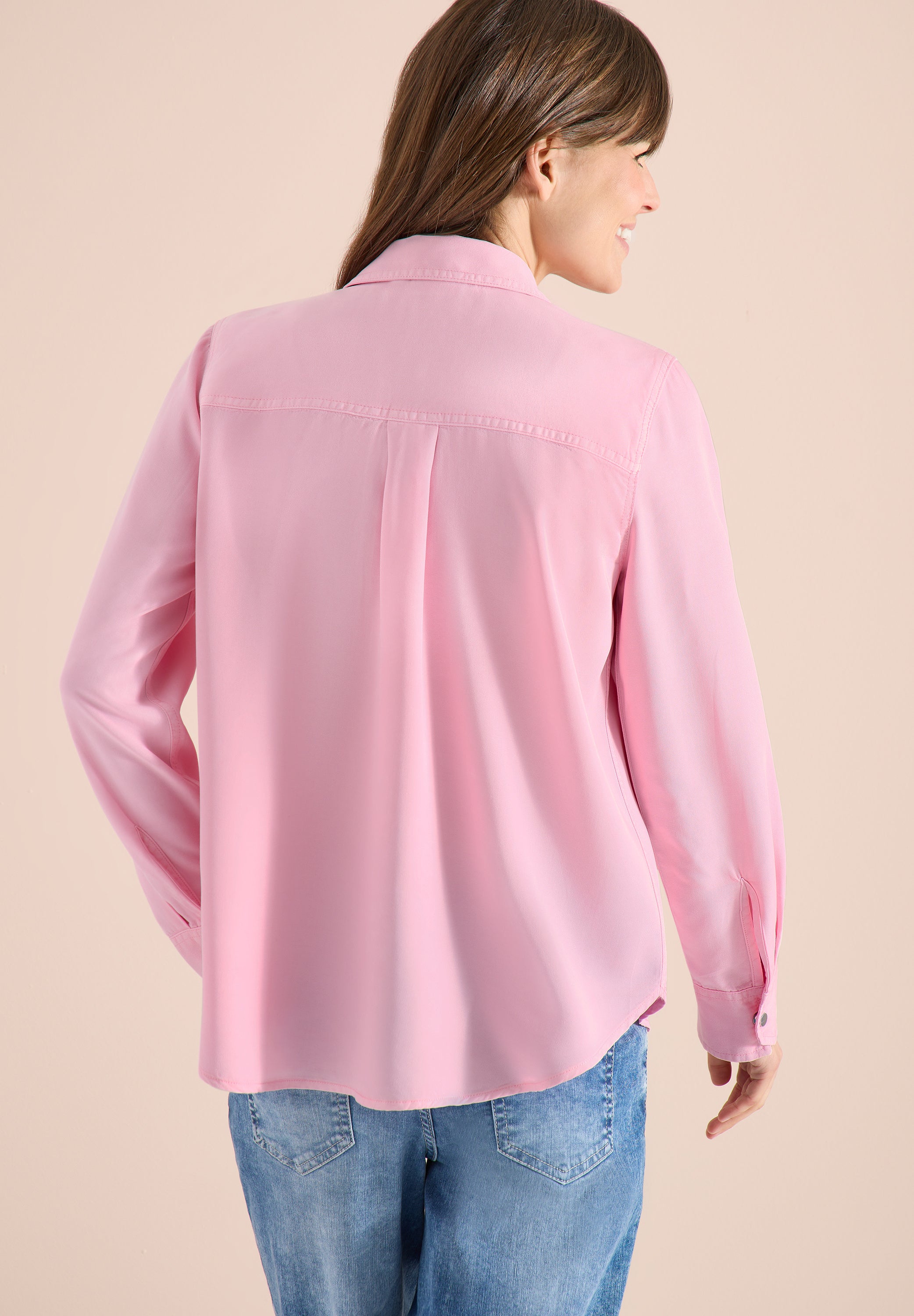 Bluse mit Hemdkragen und Turn-Up
