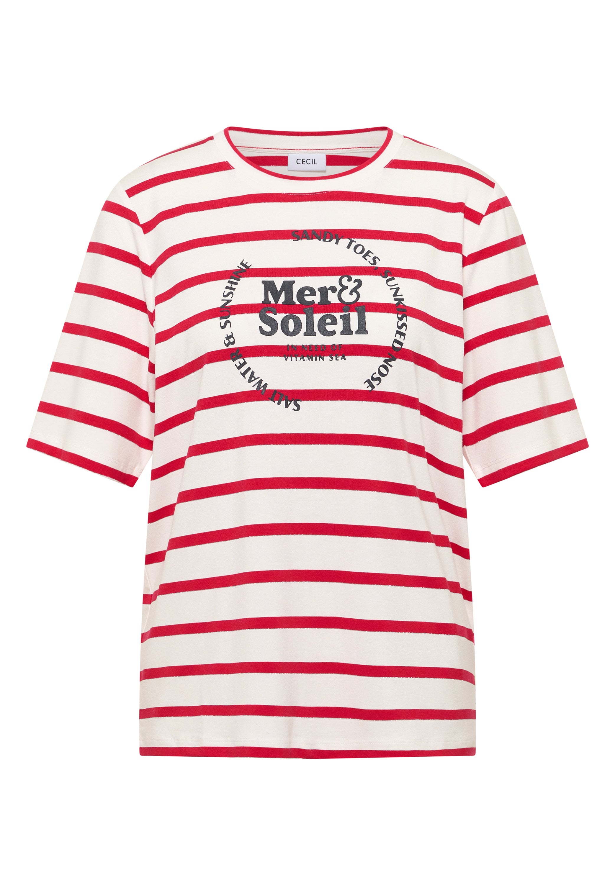 Kurzarm Shirt mit Rundhals und Streifen