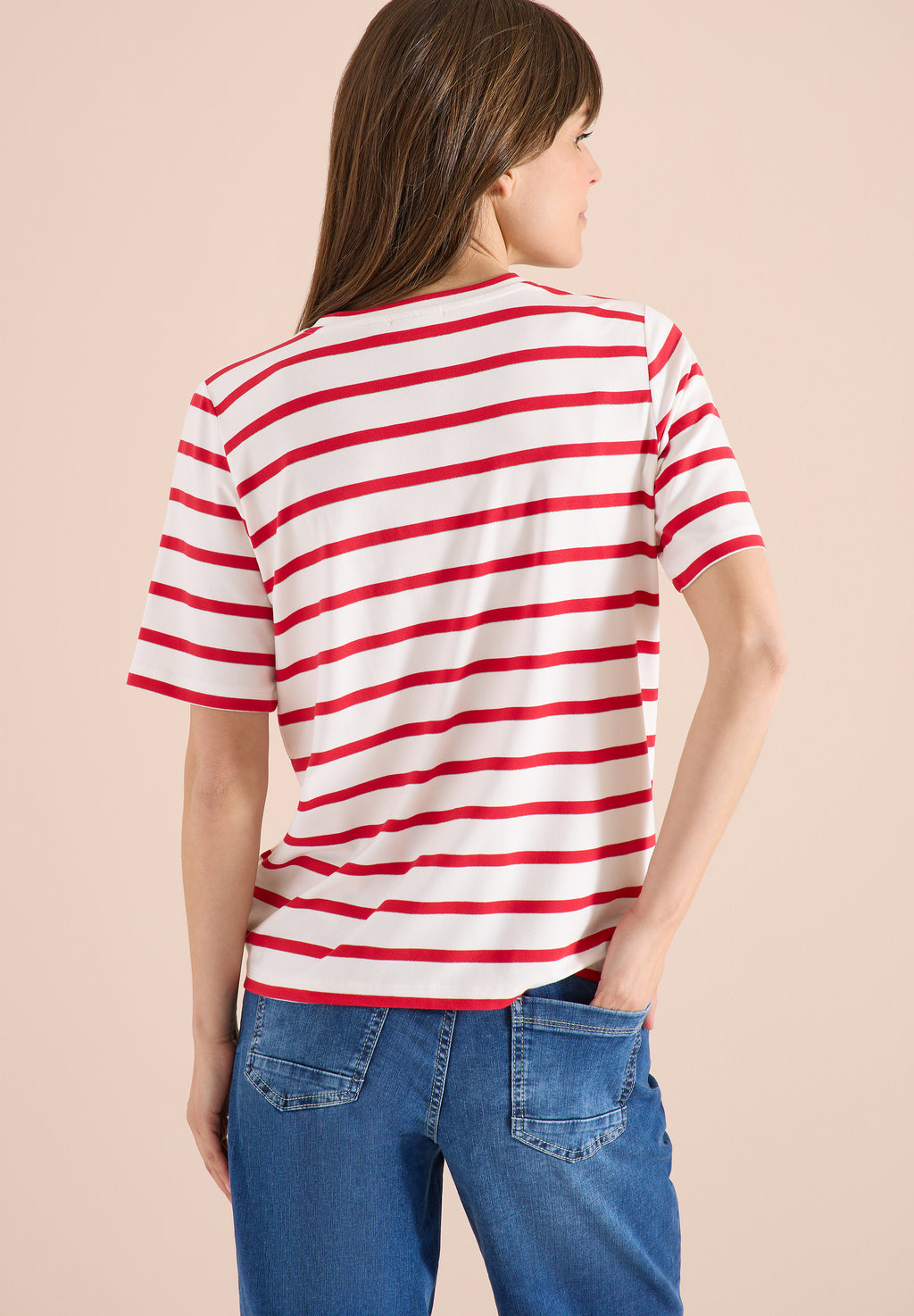 Kurzarm Shirt mit Rundhals und Streifen