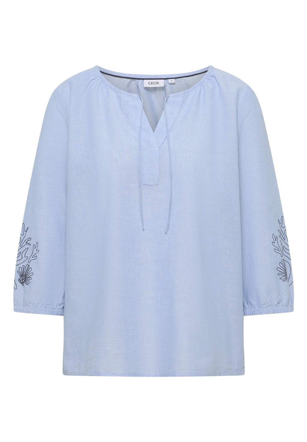 3/4-Arm Bluse mit Stickerei