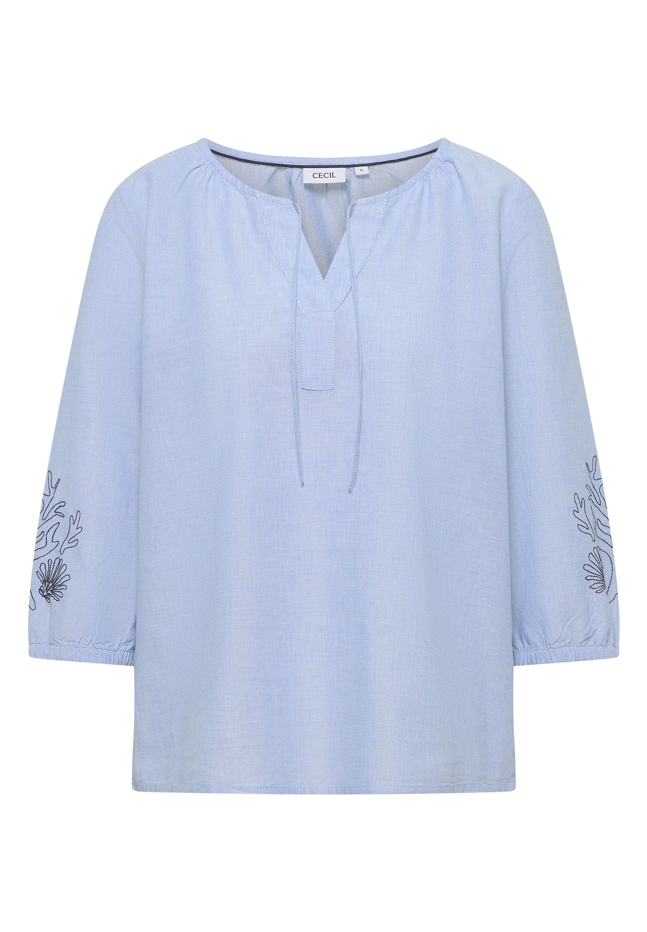 3/4-Arm Bluse mit Stickerei