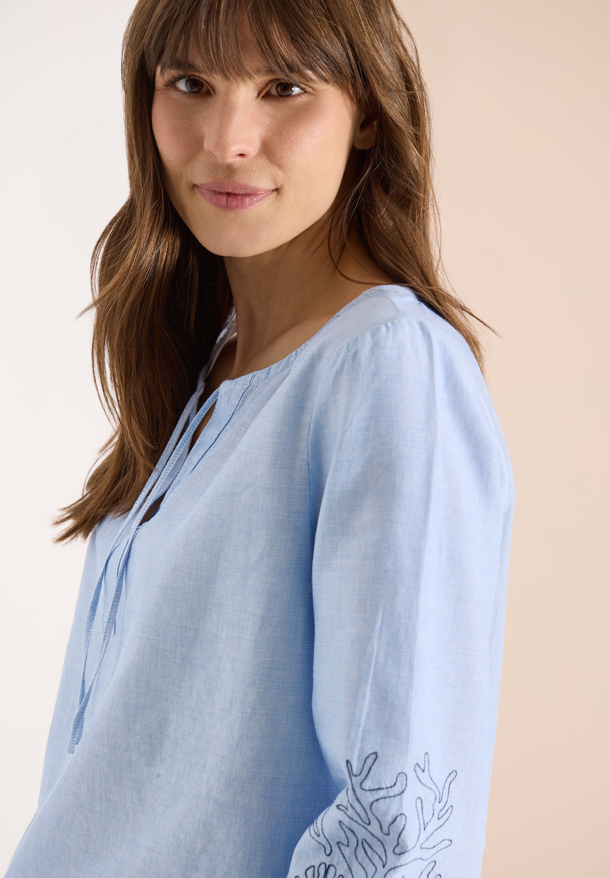 3/4-Arm Bluse mit Stickerei