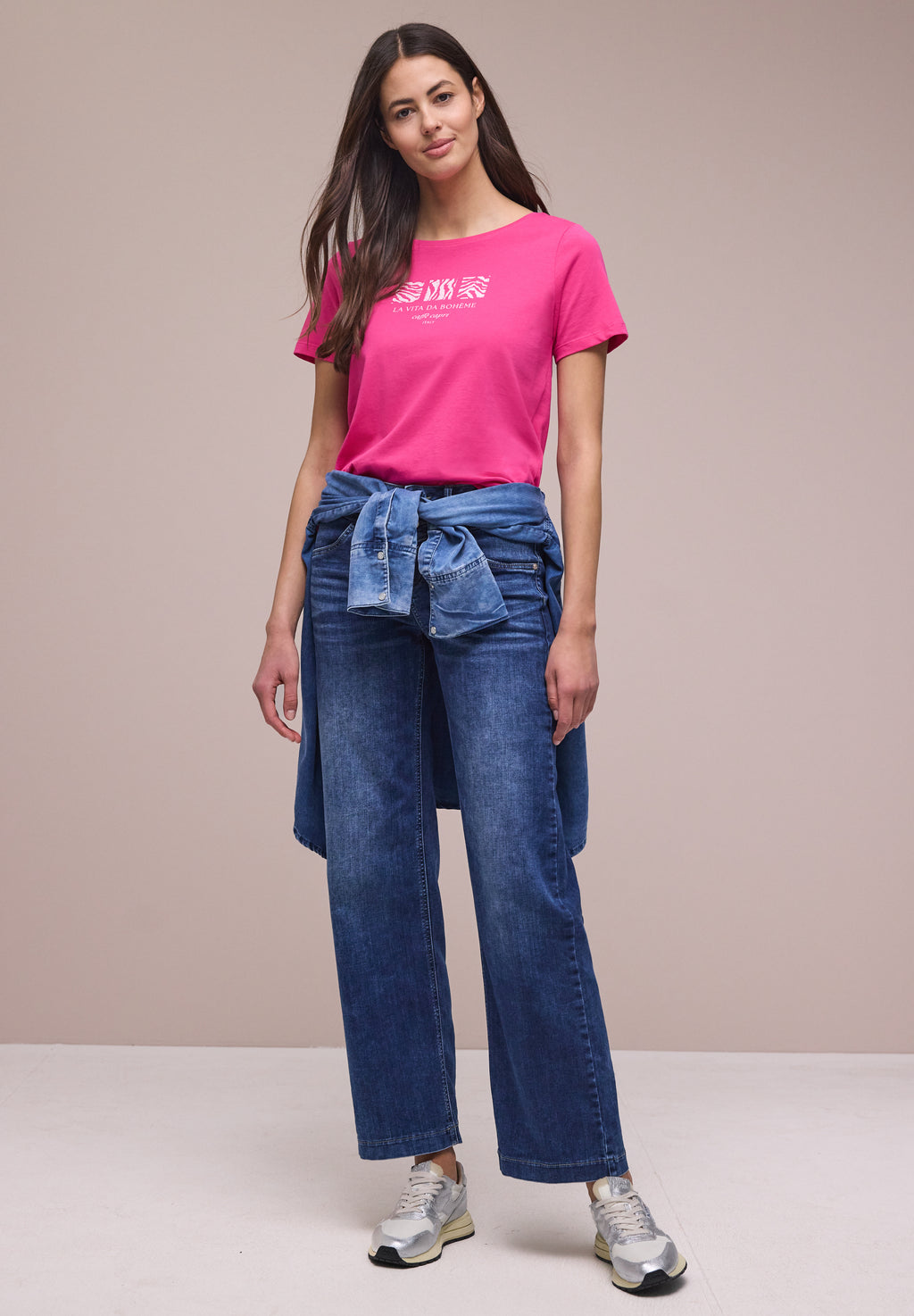 Basic T-Shirt mit Rundhals und Print