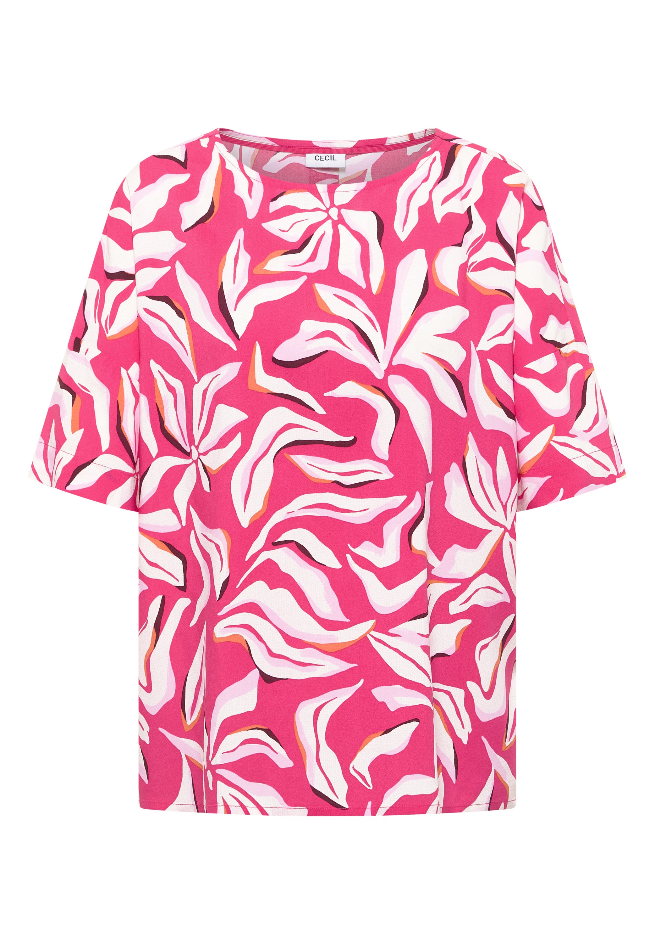 Kurzarm Bluse mit Print und Knöpfen