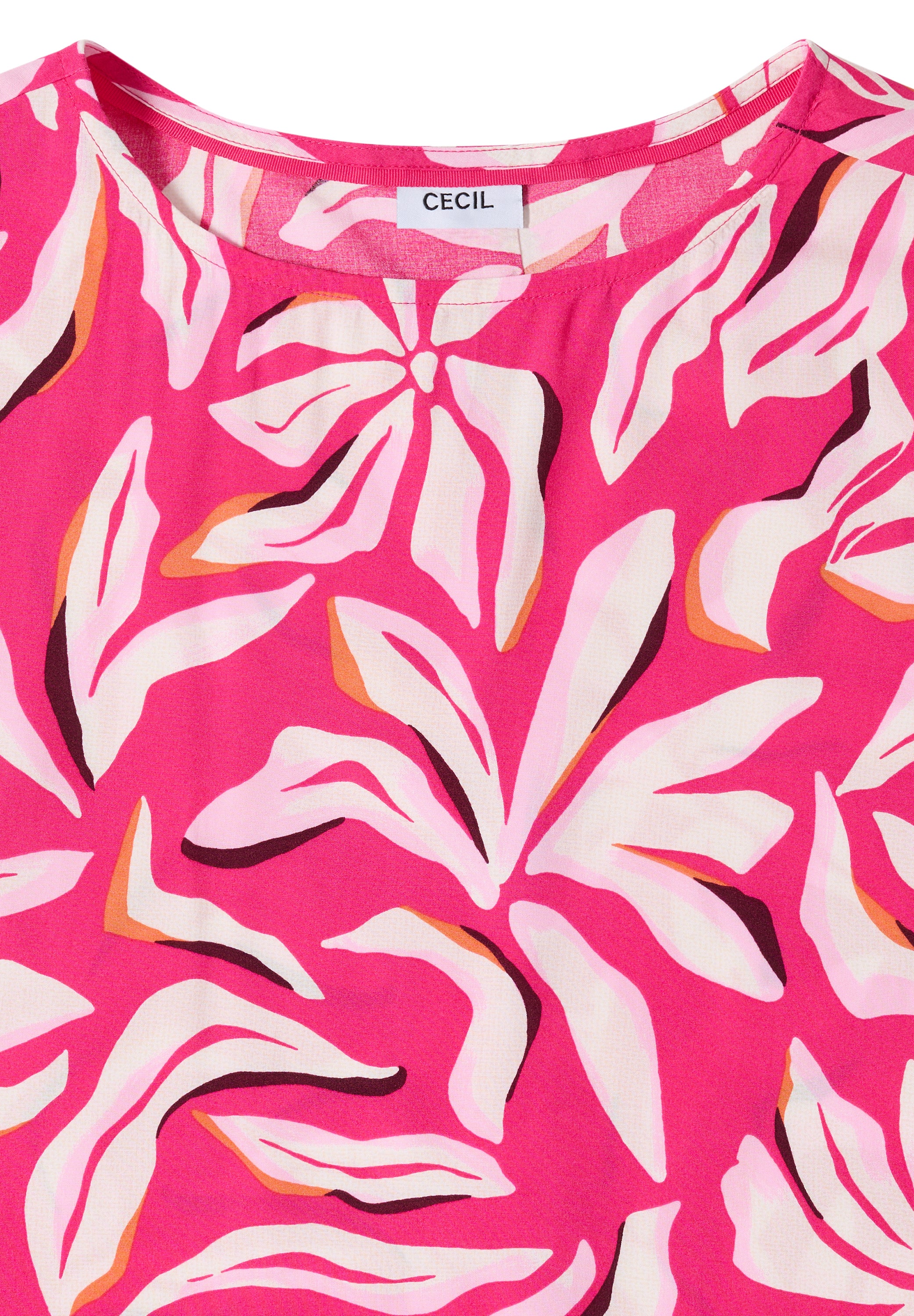 Kurzarm Bluse mit Print und Knöpfen