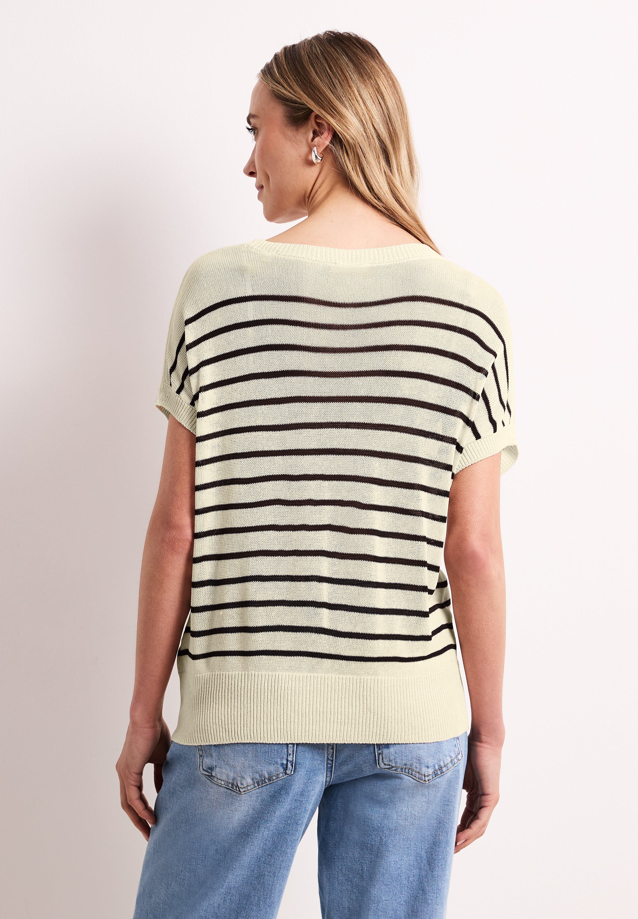Pullover mit Boatneck und Streifen