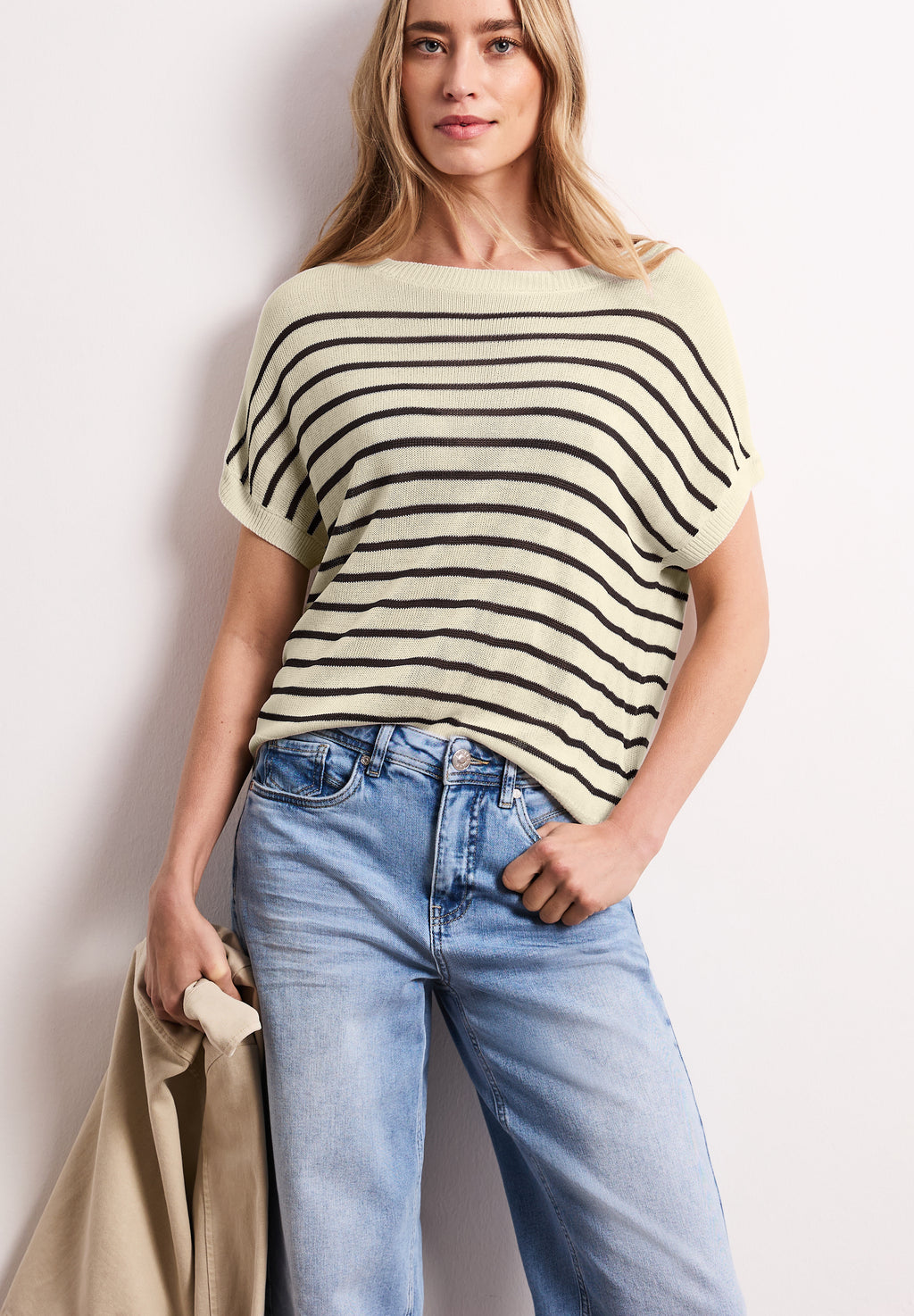Pullover mit Boatneck und Streifen