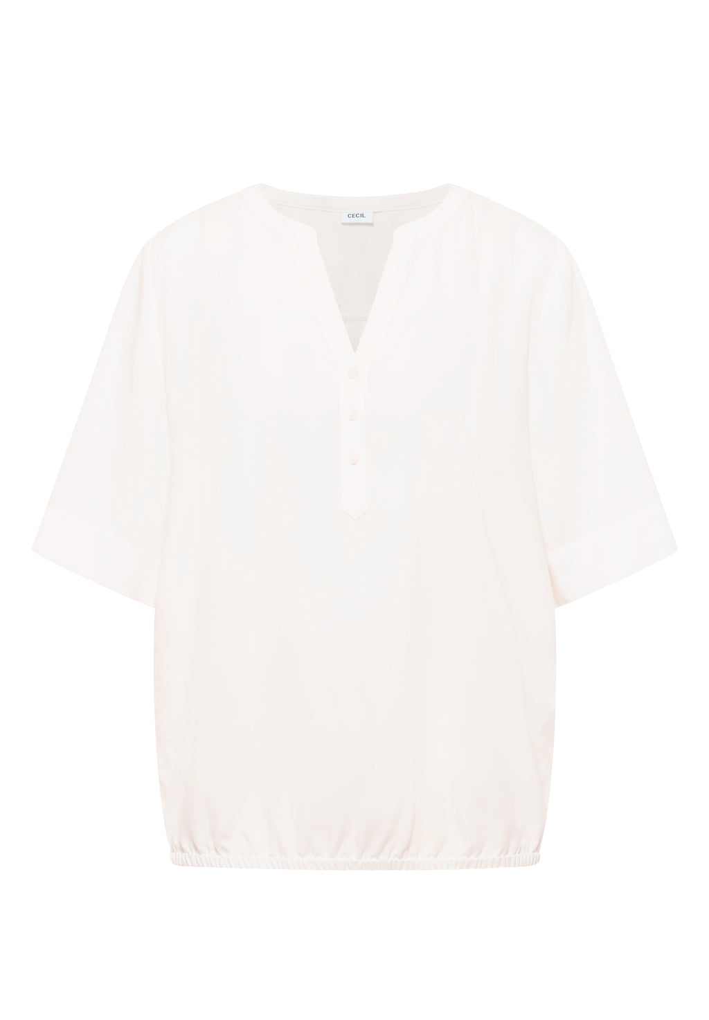 Kurzarm Bluse mit Split Neck