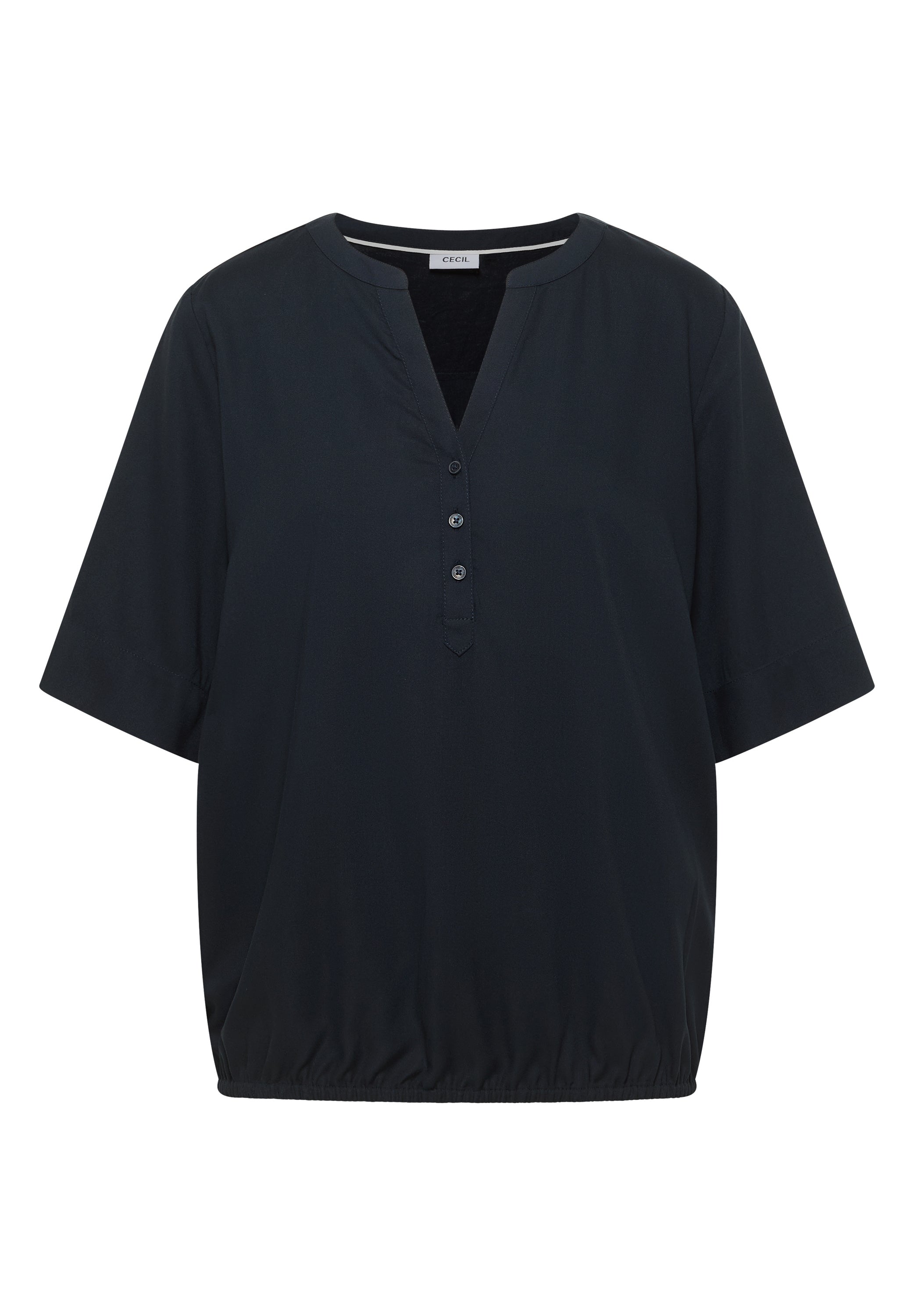 Kurzarm Bluse mit Split Neck