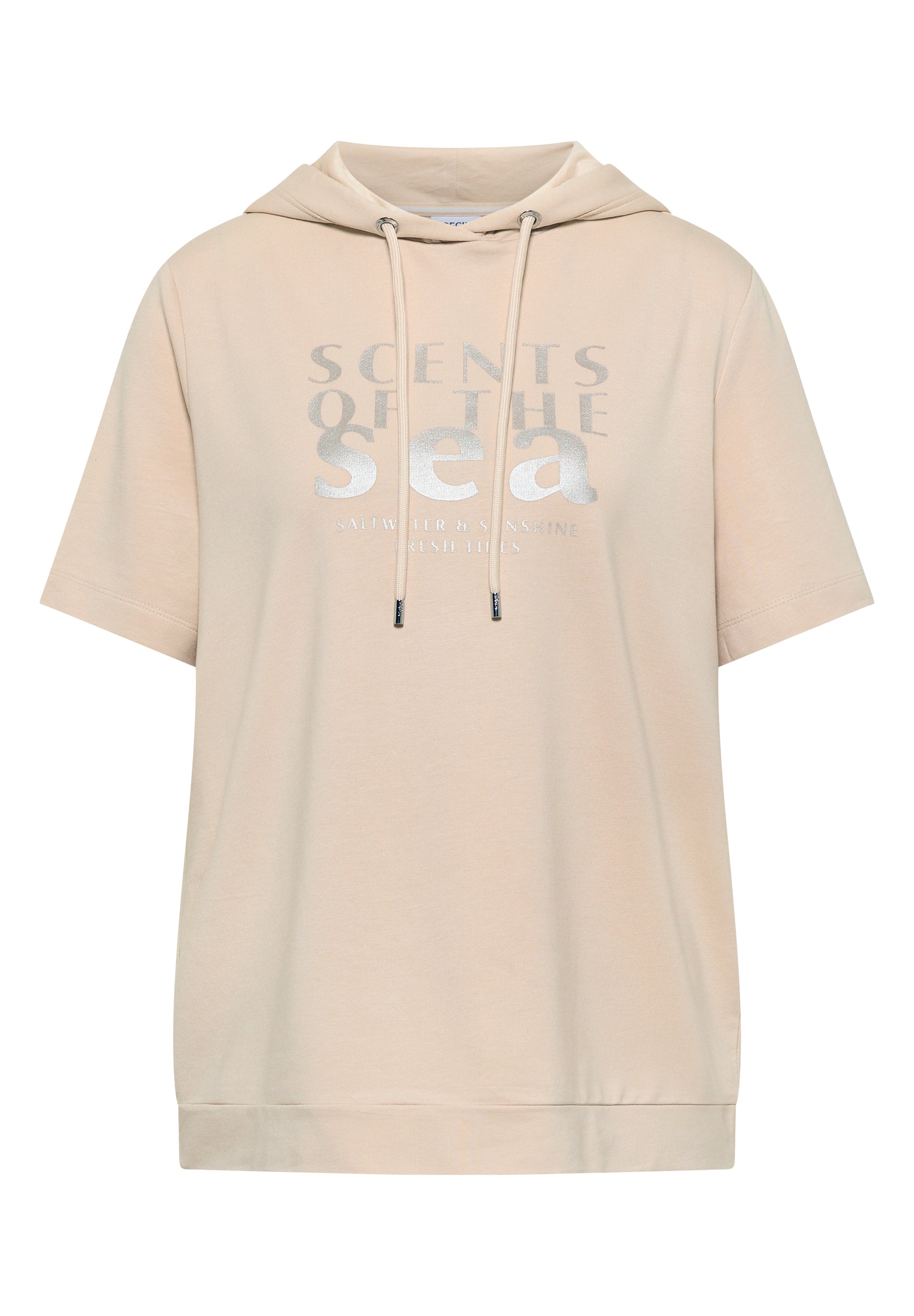 Kurzarm Shirt mit Kapuze und Wording