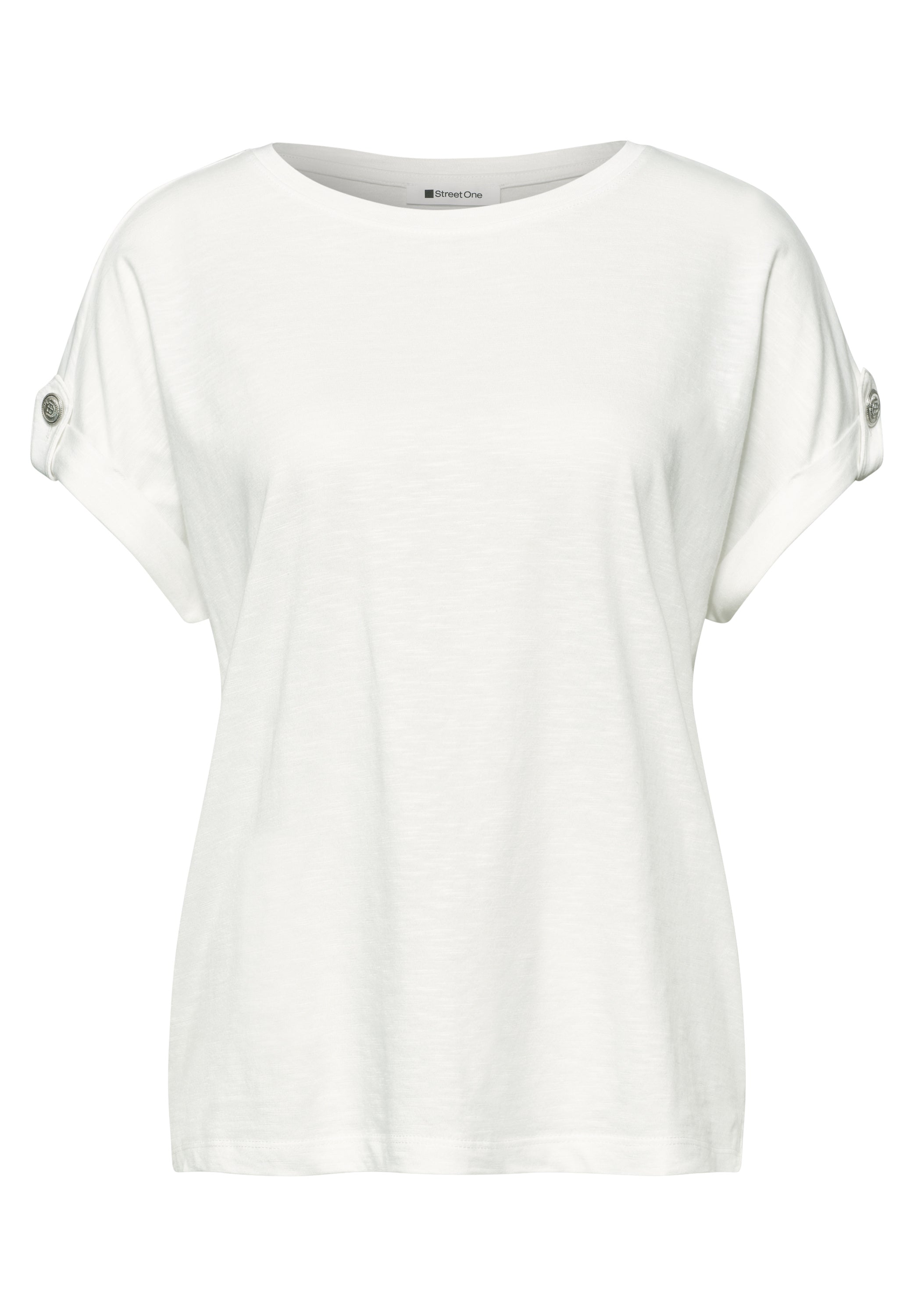 T-Shirt mit Rundhals und Knopfdetails