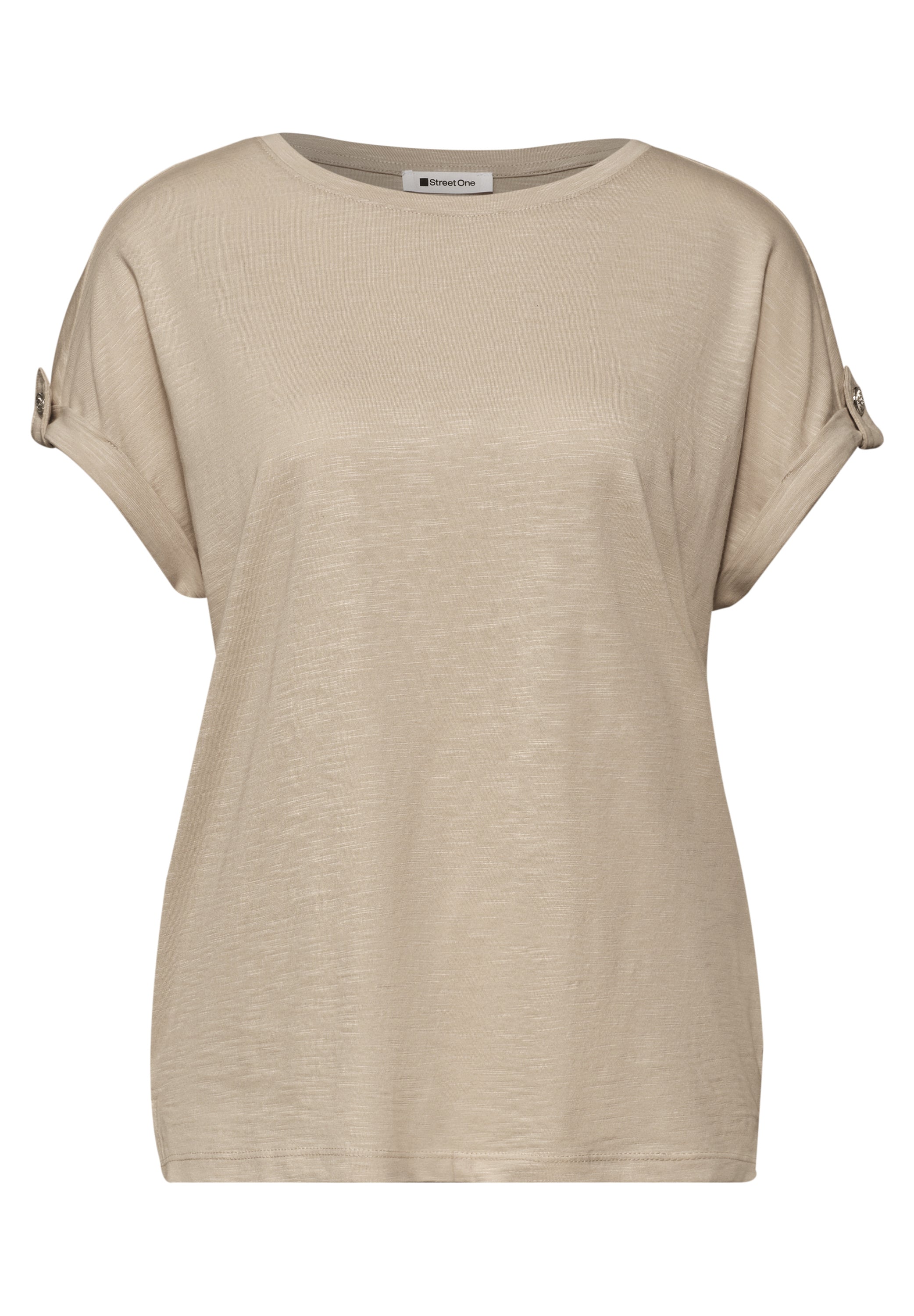 T-Shirt mit Rundhals und Knopfdetails