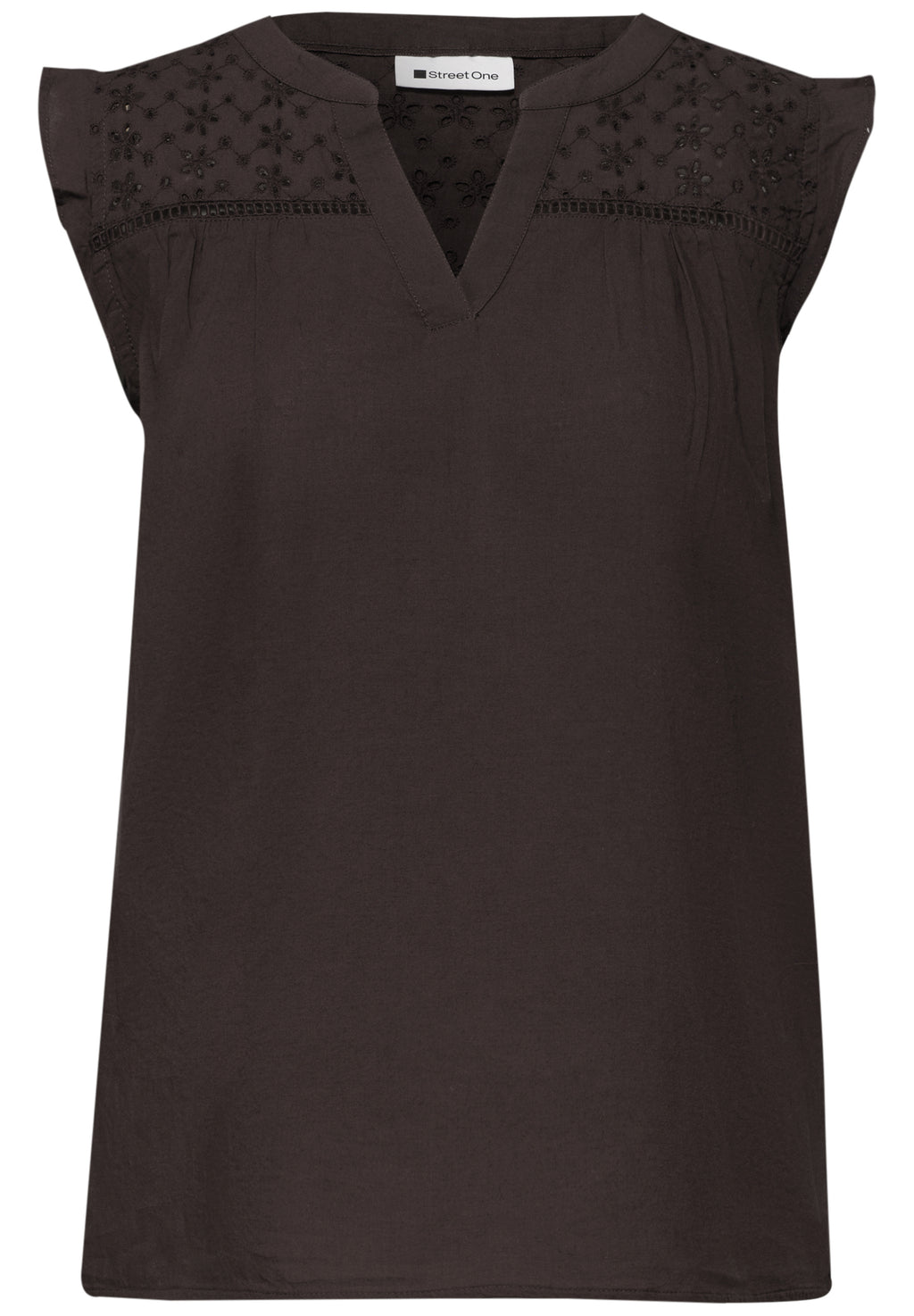 Blusentop mit Split Neck und Shiffleydetails
