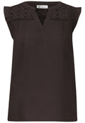 Blusentop mit Split Neck und Shiffleydetails