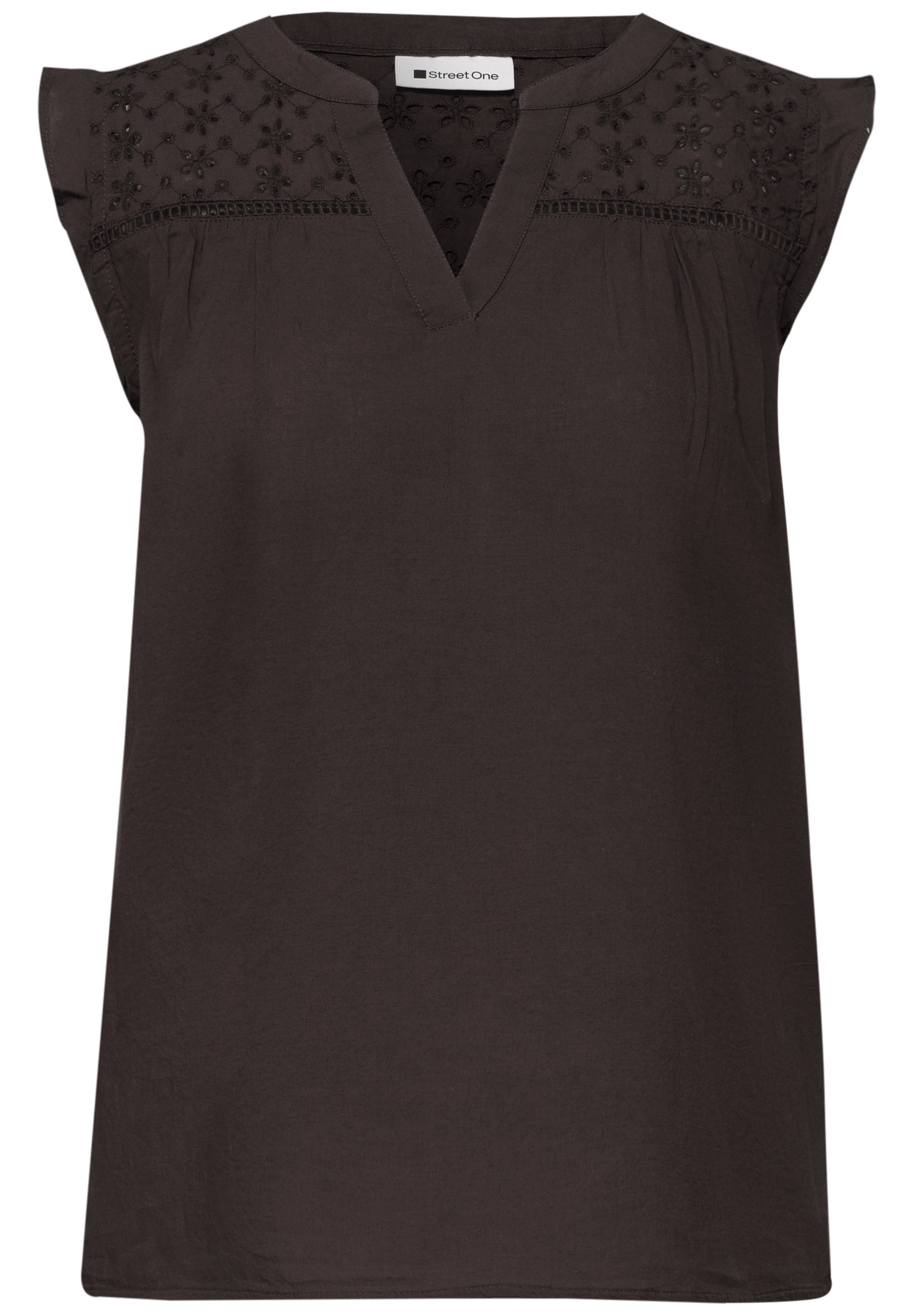 Blusentop mit Split Neck und Shiffleydetails