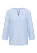 3/4-Arm Bluse mit Split Neck aus Leinen