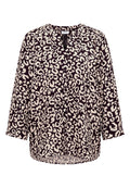 Bluse mit Leo-Muster aus Leinenmix