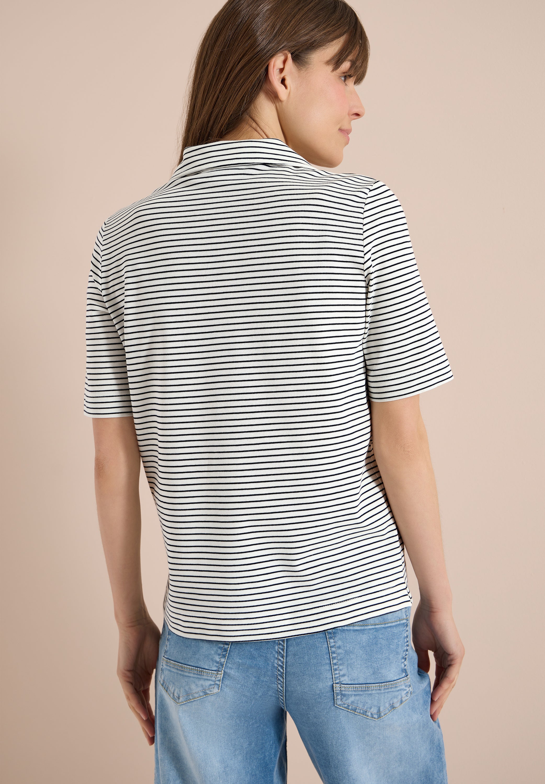 Kurzarm Poloshirt mit Streifen