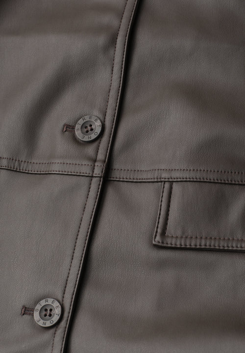 Jacke im Leder-Look mit Knöpfen