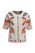 roundneck cardigan w placket + 1/2 sleeve