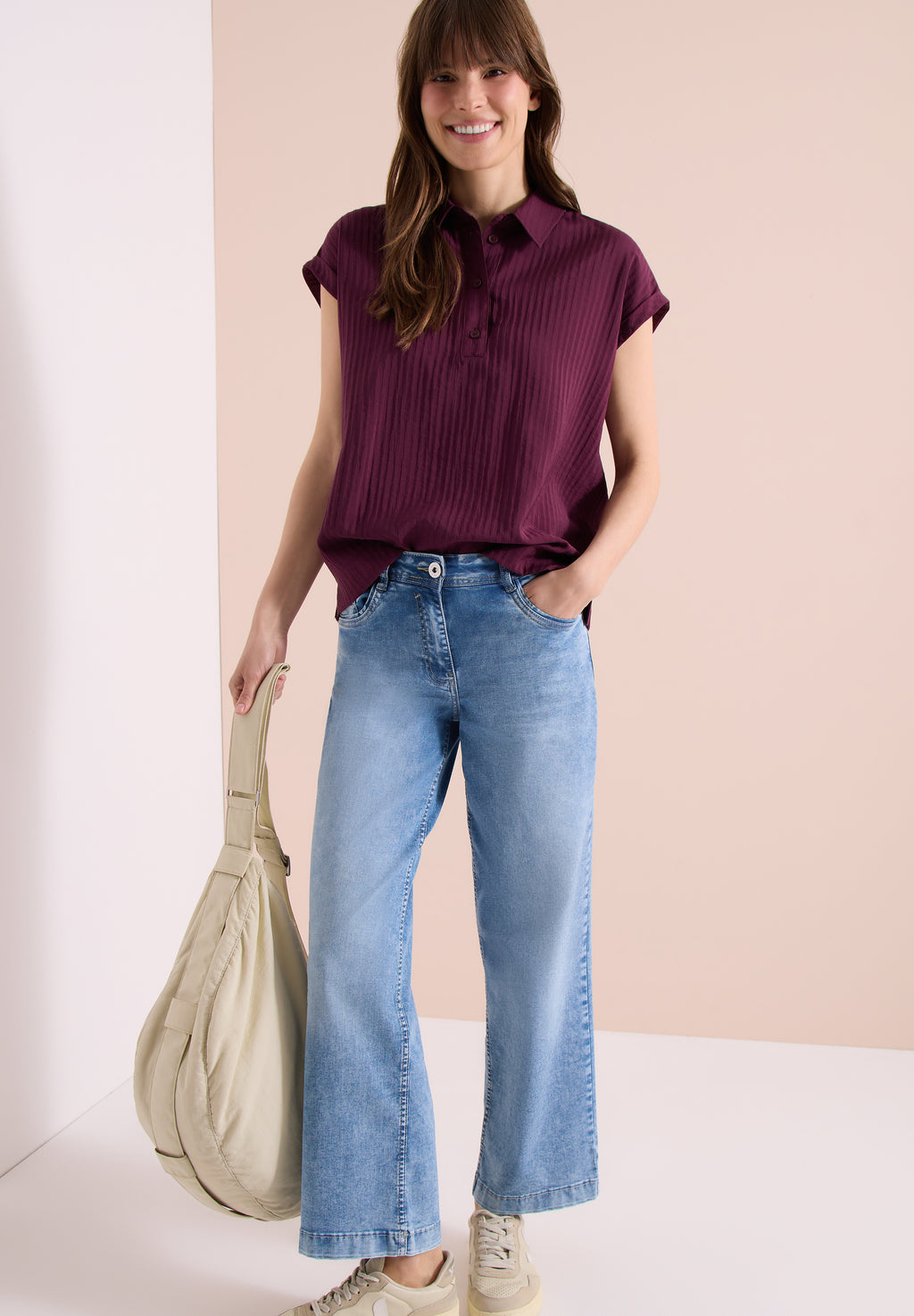 Dropped Shoulder Bluse mit Struktur