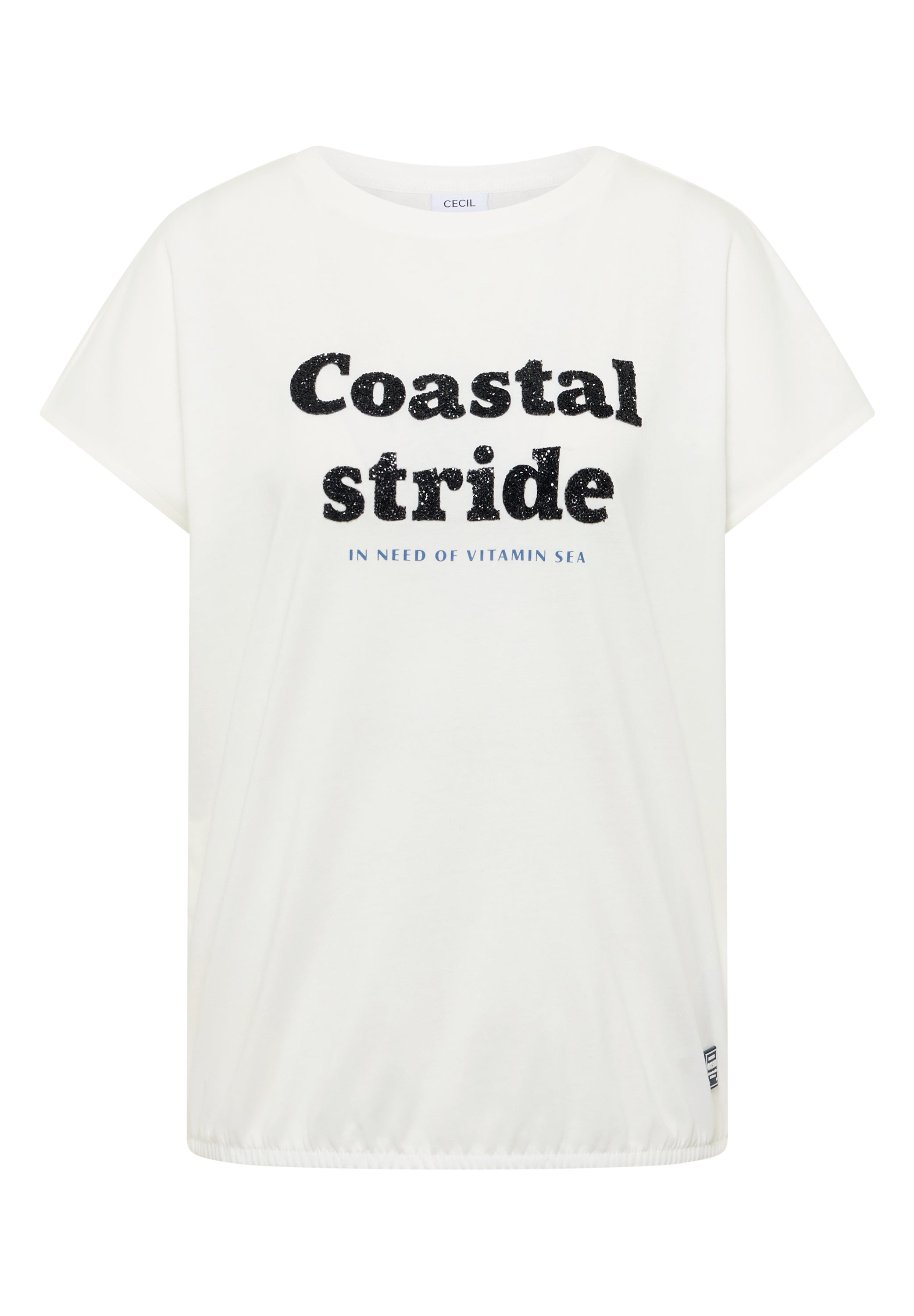 T-Shirt mit Boatneck und Wording Print