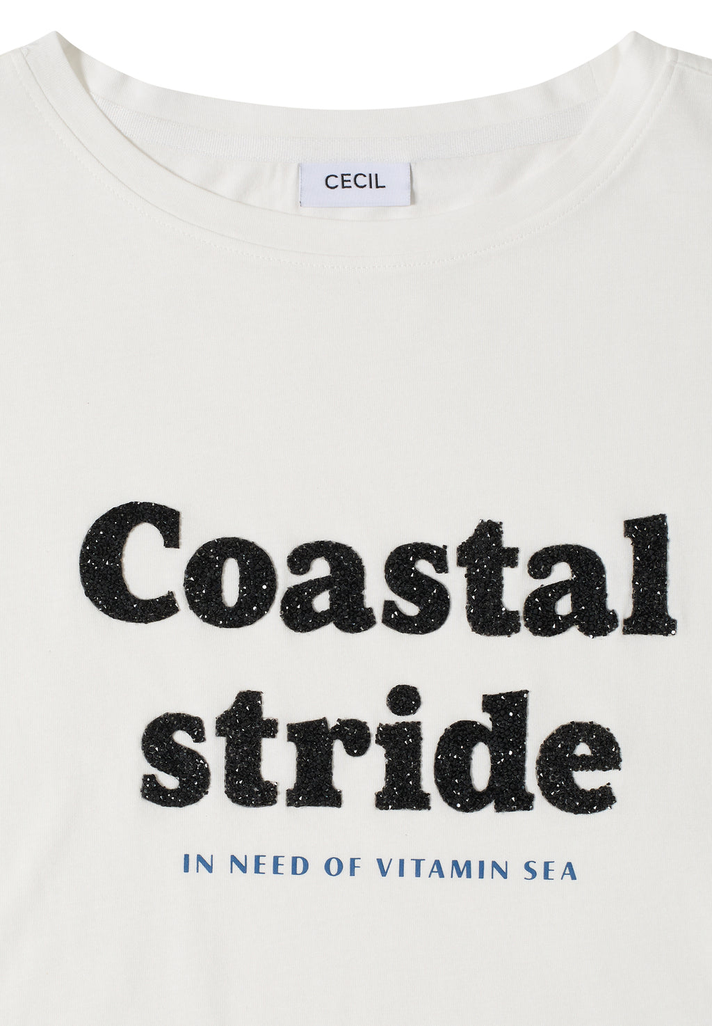 T-Shirt mit Boatneck und Wording Print