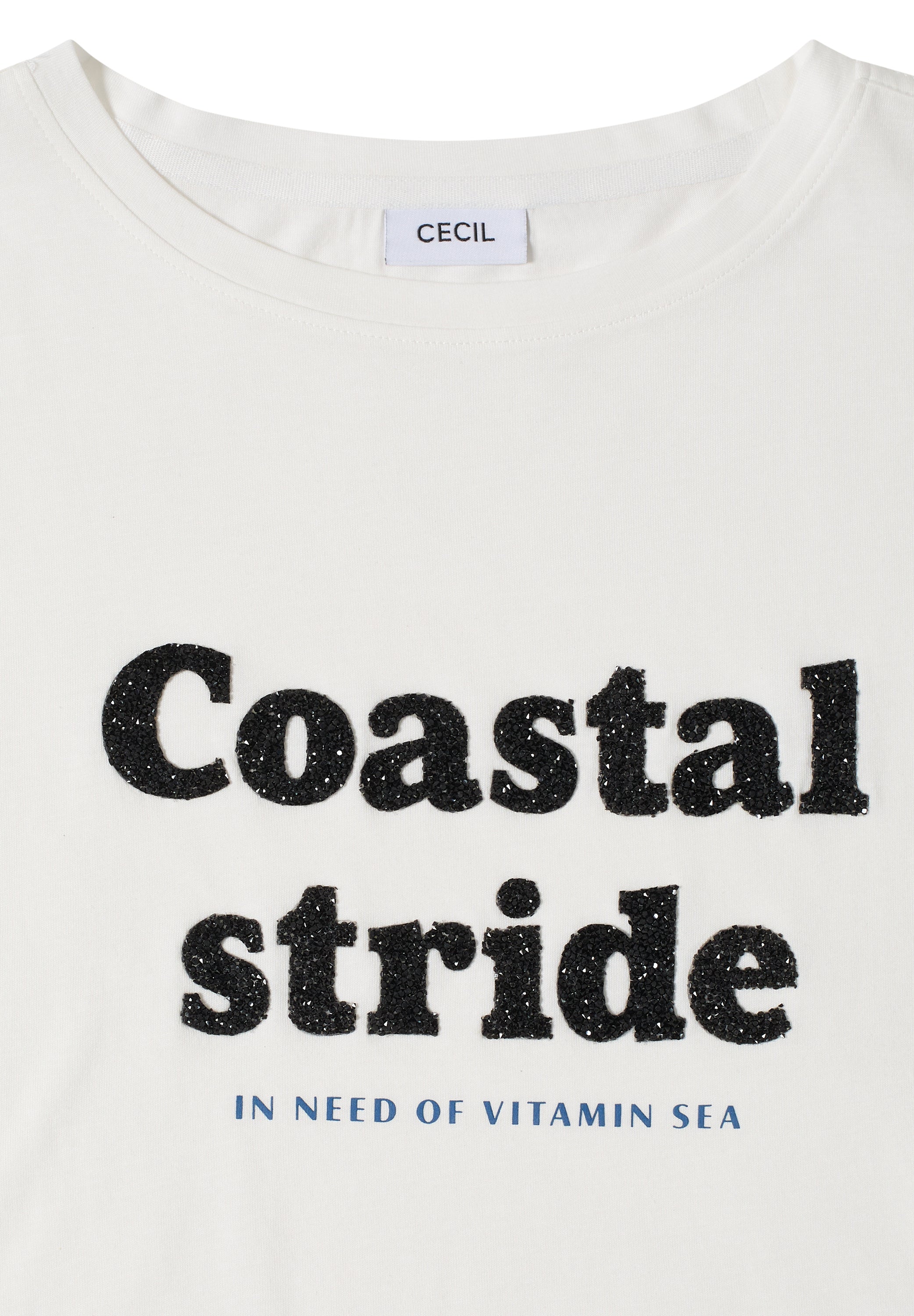 T-Shirt mit Boatneck und Wording Print