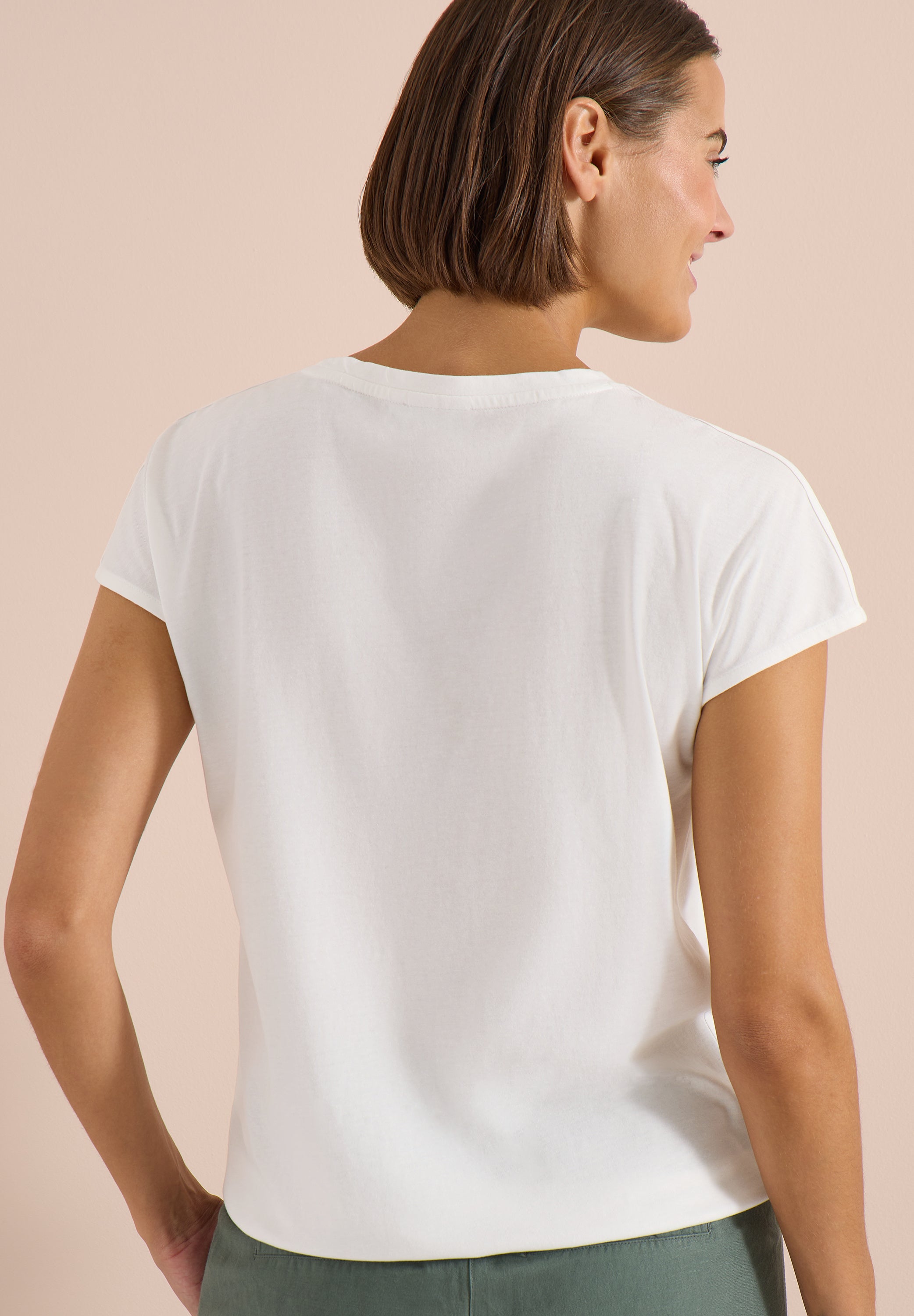 T-Shirt mit Boatneck und Wording Print