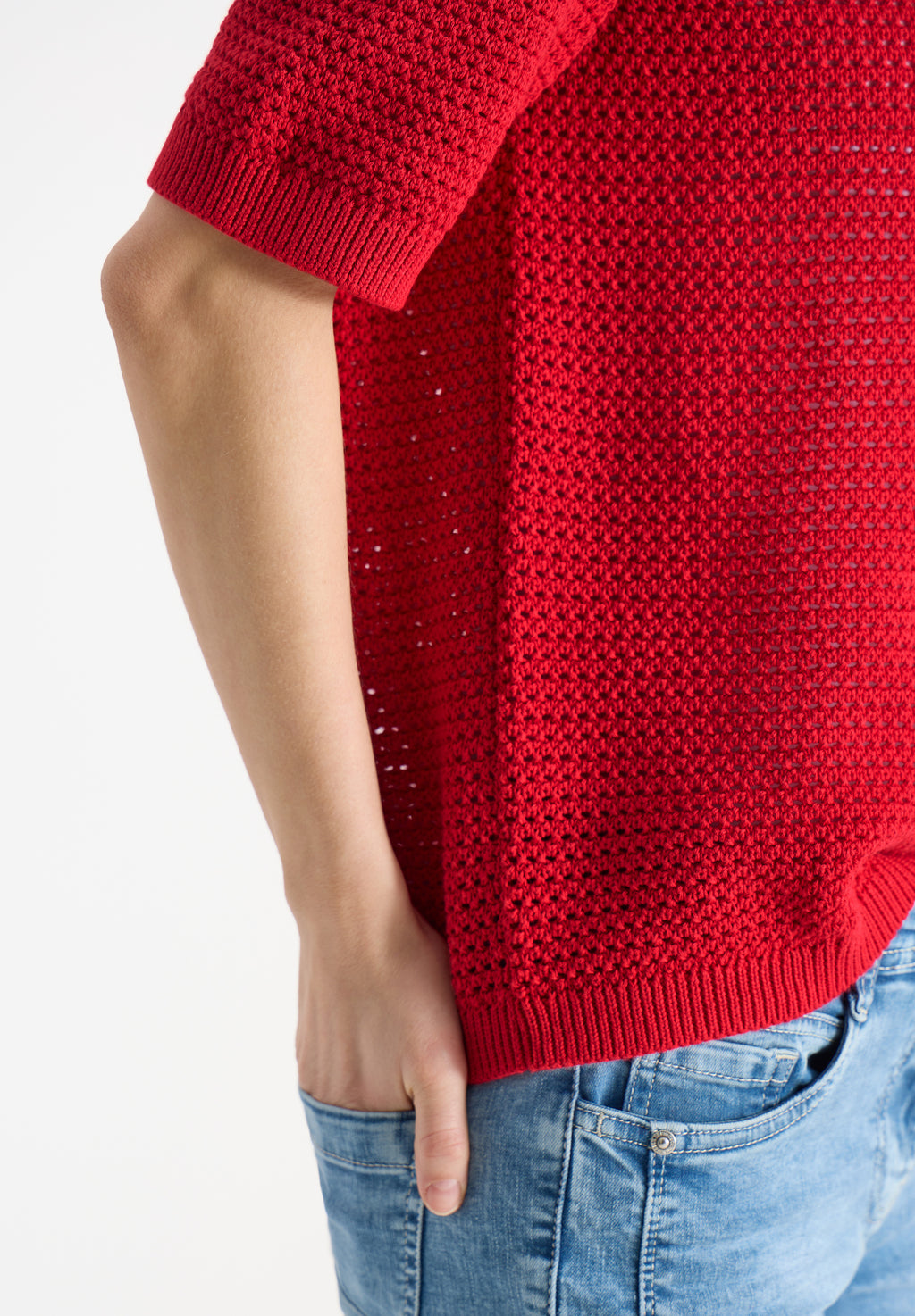 Kurzarm Pullover mit Struktur