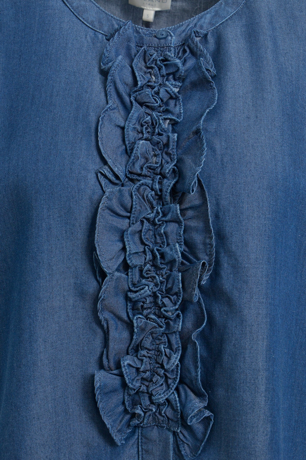 oversized blouse w stand up collar + ruffled placket