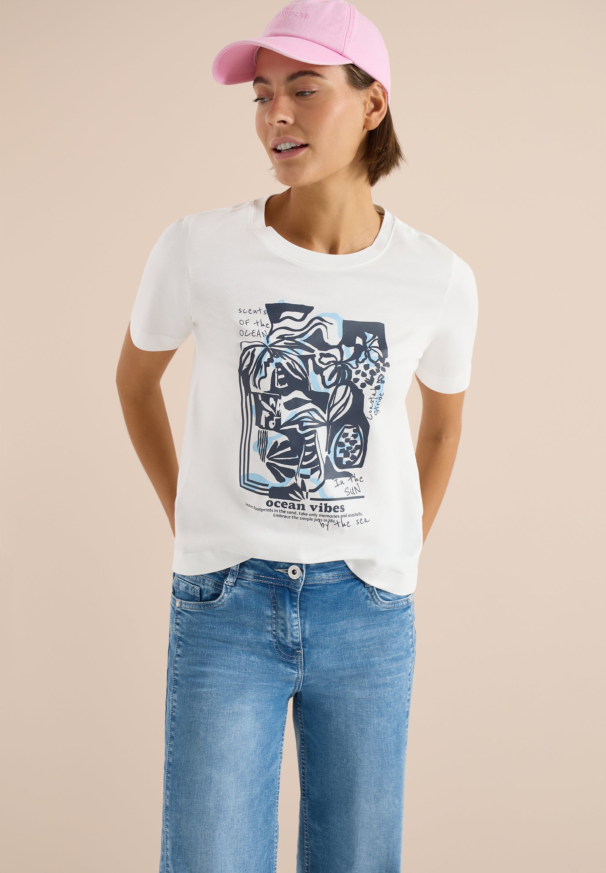 Shirt mit Rundhals und maritimem Print