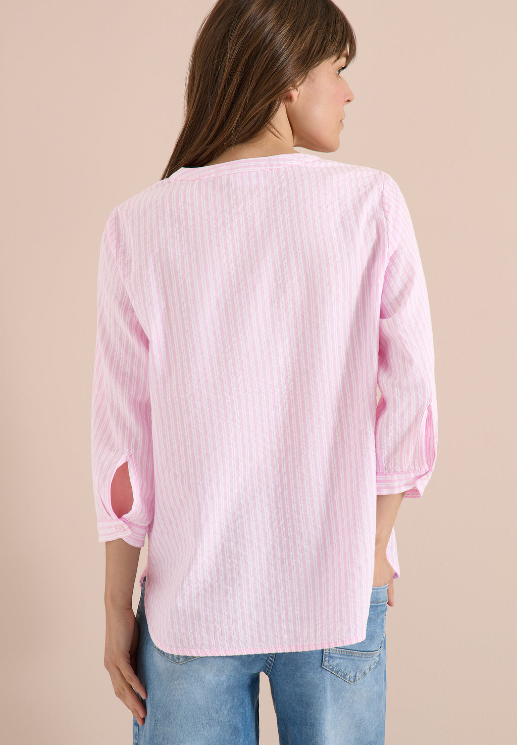 3/4-Arm Bluse in Seersuckerqualität