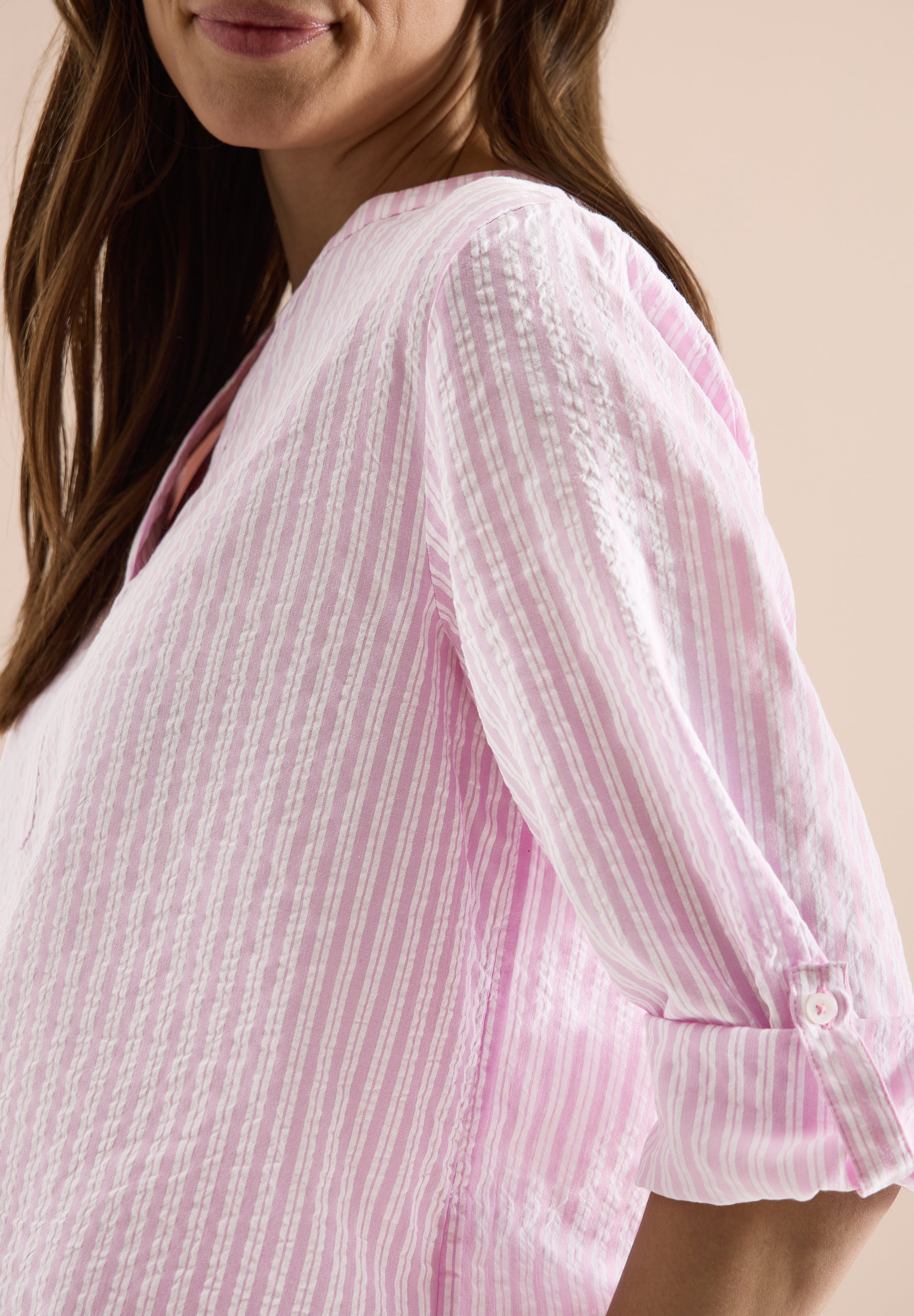 3/4-Arm Bluse in Seersuckerqualität