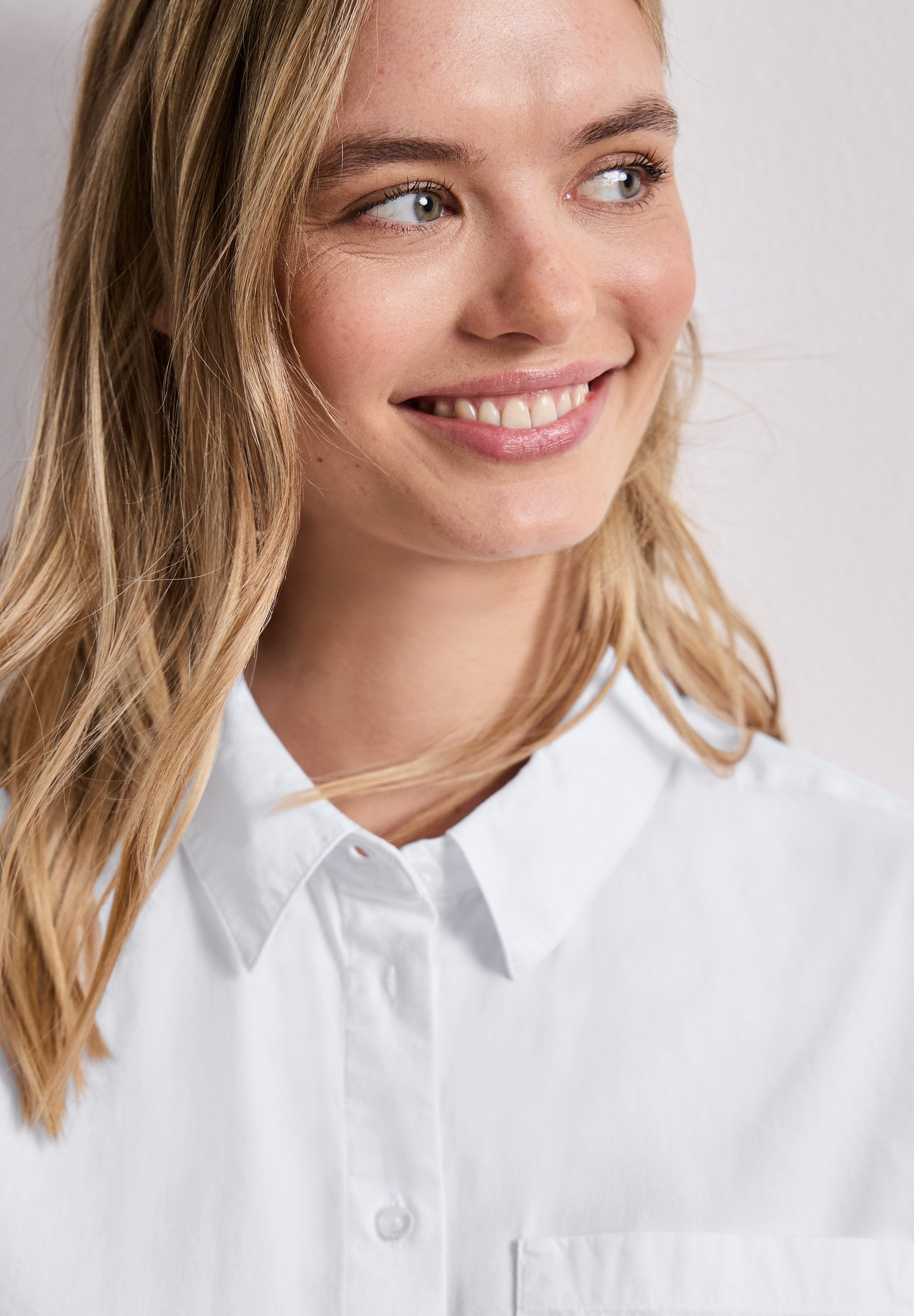 Langarm Bluse mit Hemdkragen aus Twill