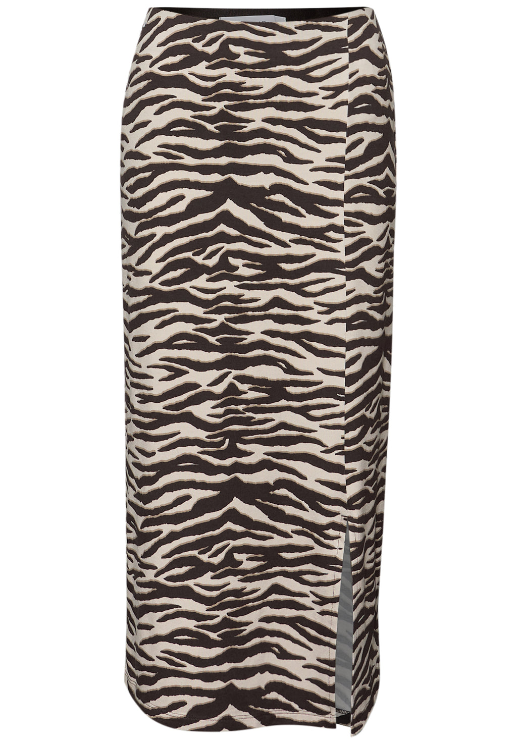 Midi-Rock mit Schlitz und Animal Print