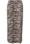 Midi-Rock mit Schlitz und Animal Print