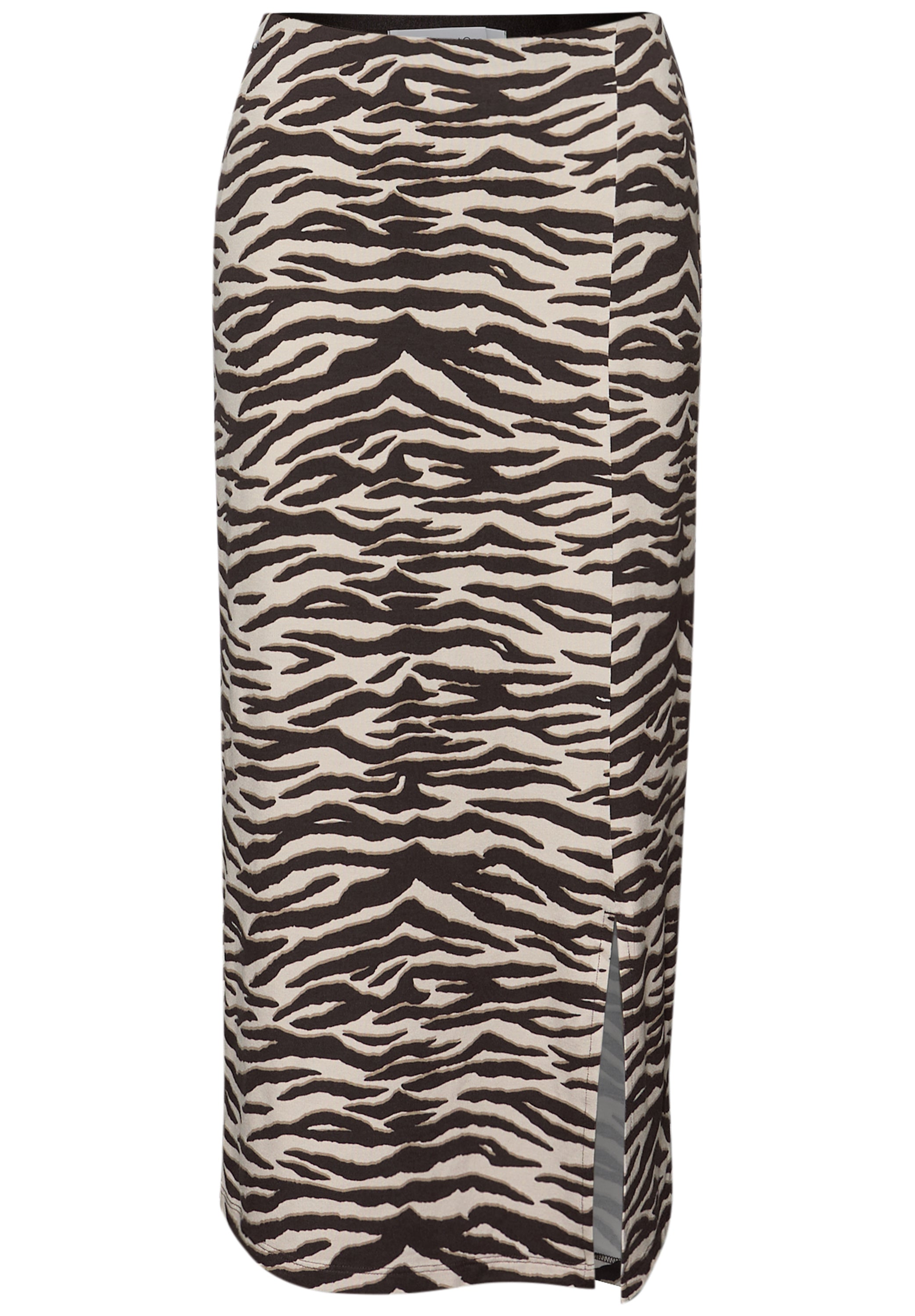 Midi-Rock mit Schlitz und Animal Print